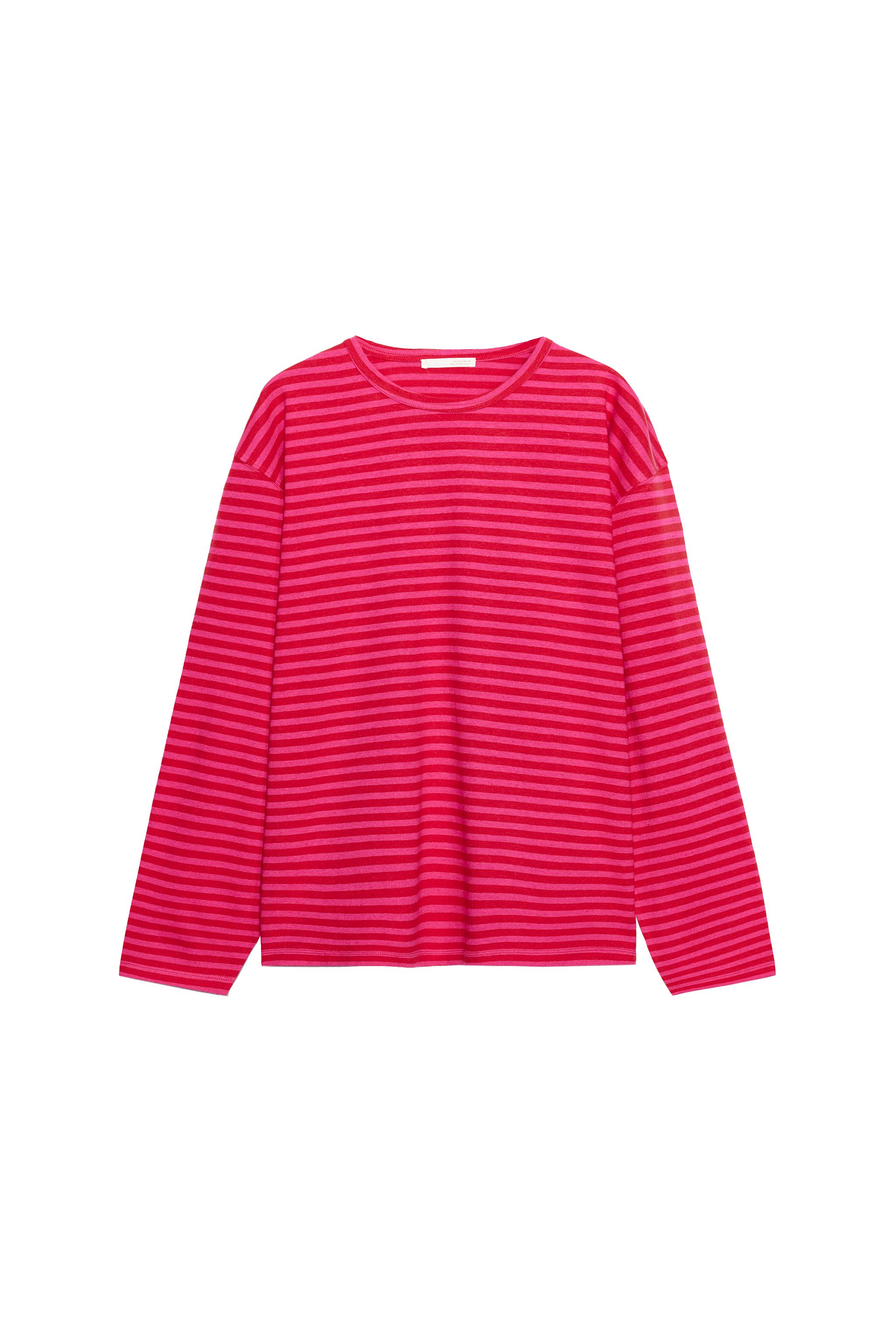 Striped cotton-linen tee