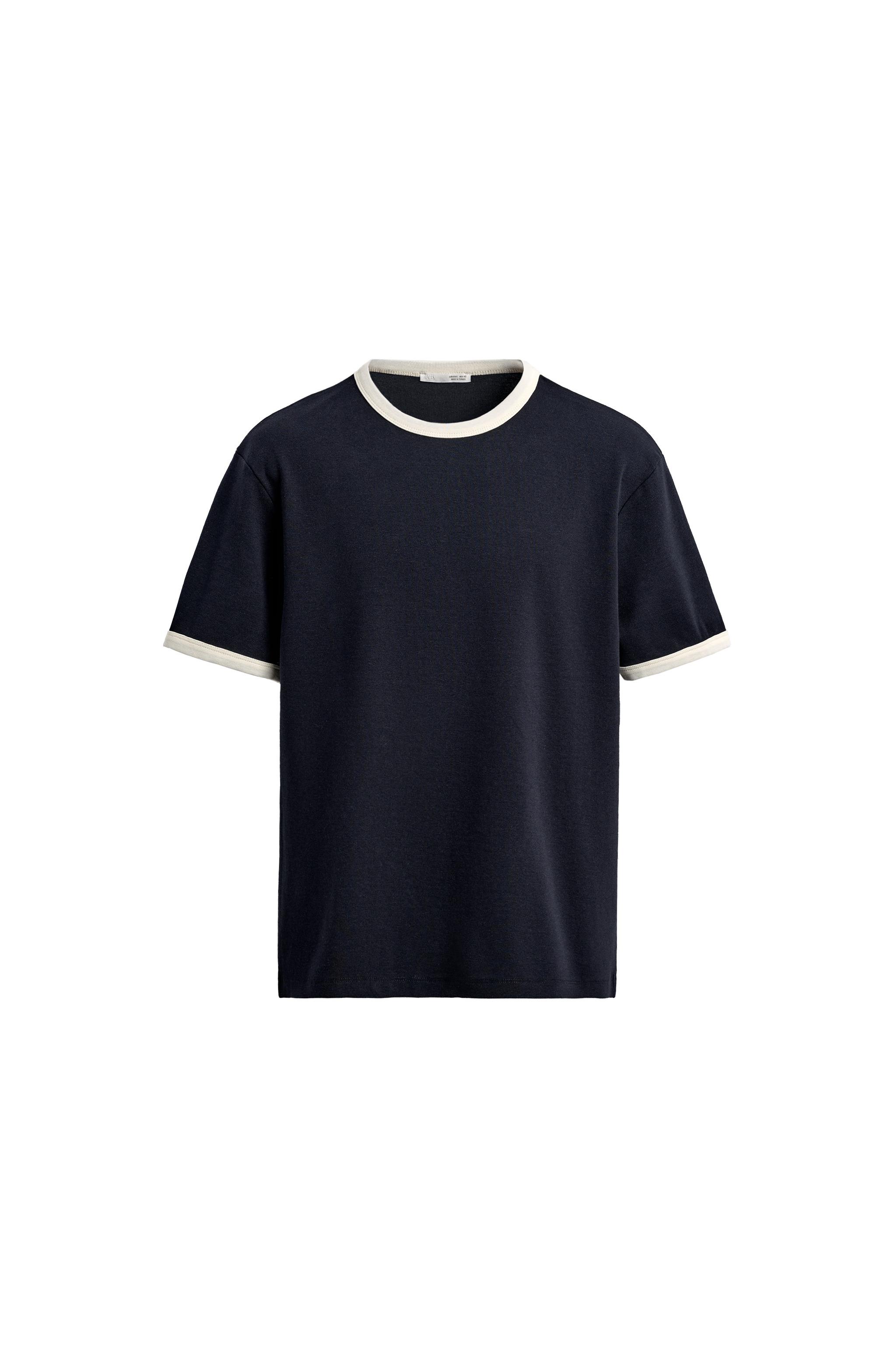 Contrast Detail Ribbed T-Shirt