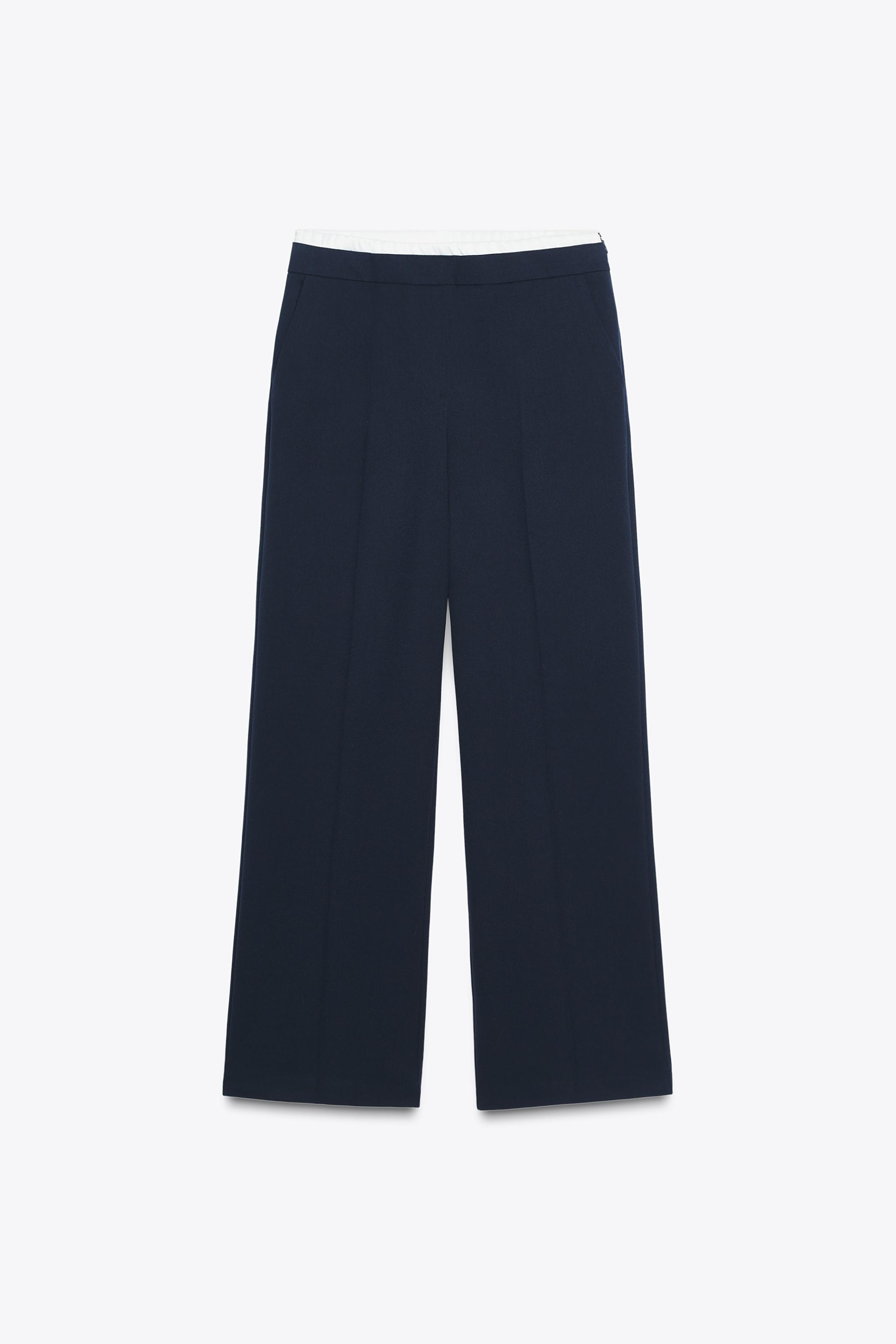 Double waist straight trousers