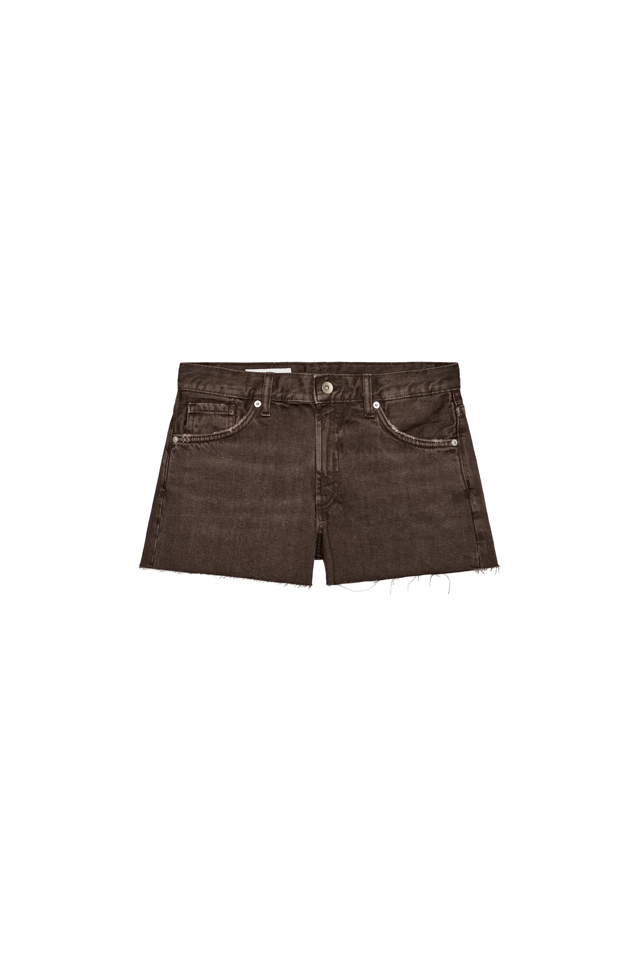 Dyed denim shorts