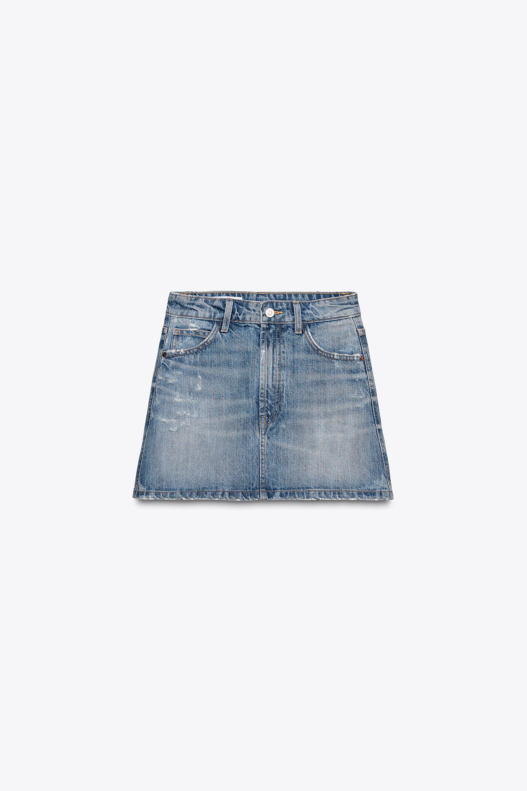 Ripped denim skirt