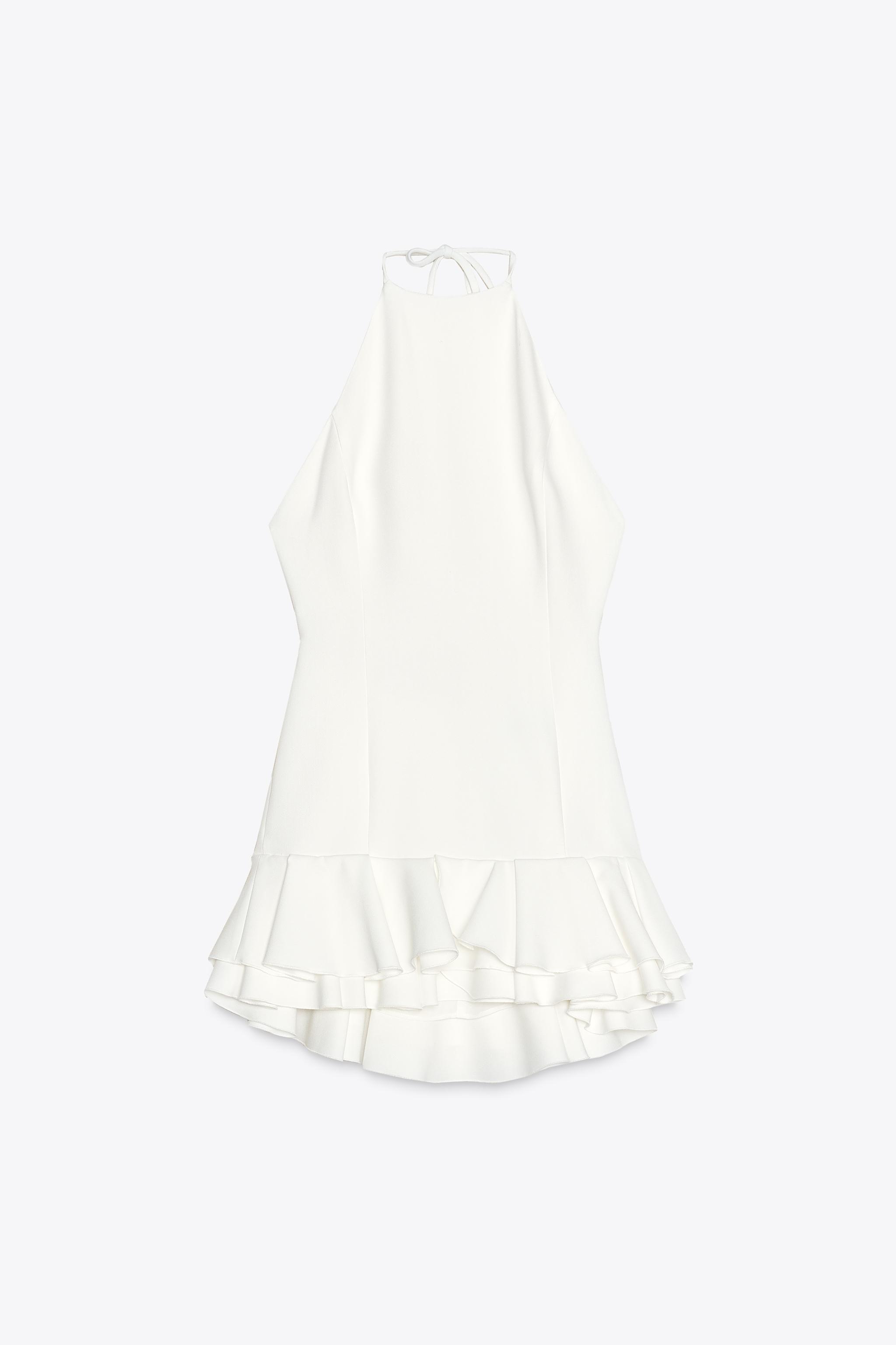 Ruffled halterneck mini dress
