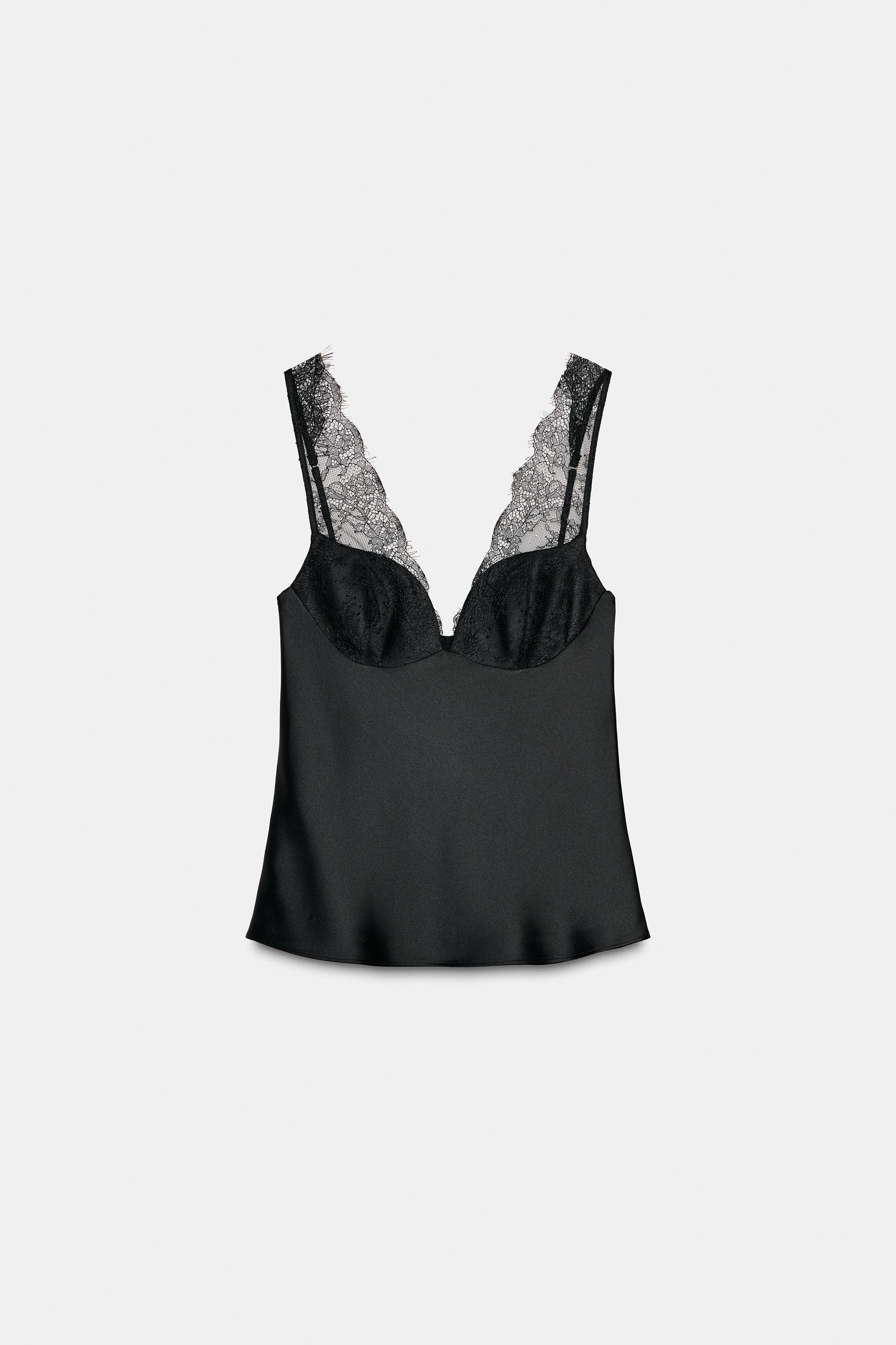Satin top with lace