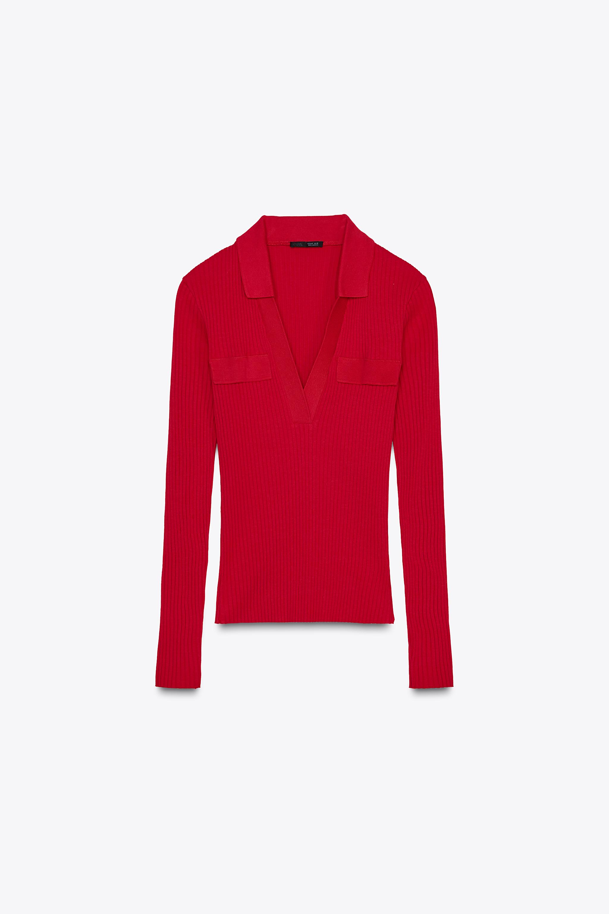 Ribbed polo neck tee