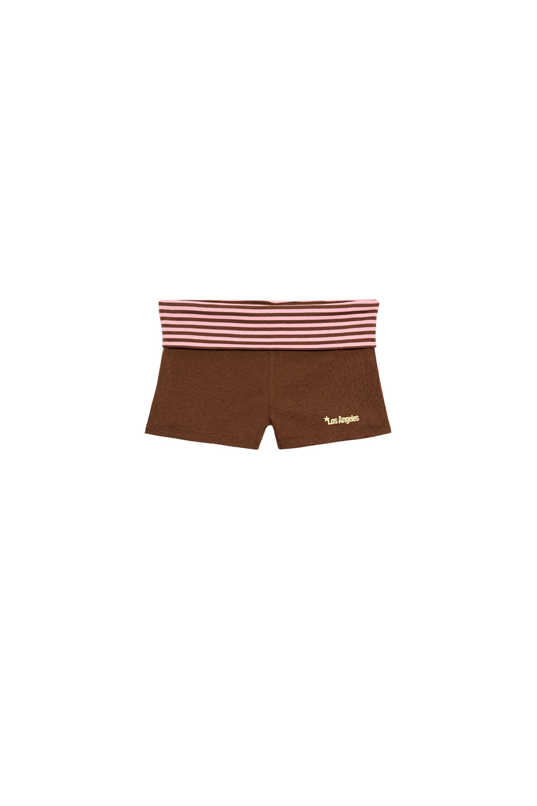 Striped mini-waist shorts