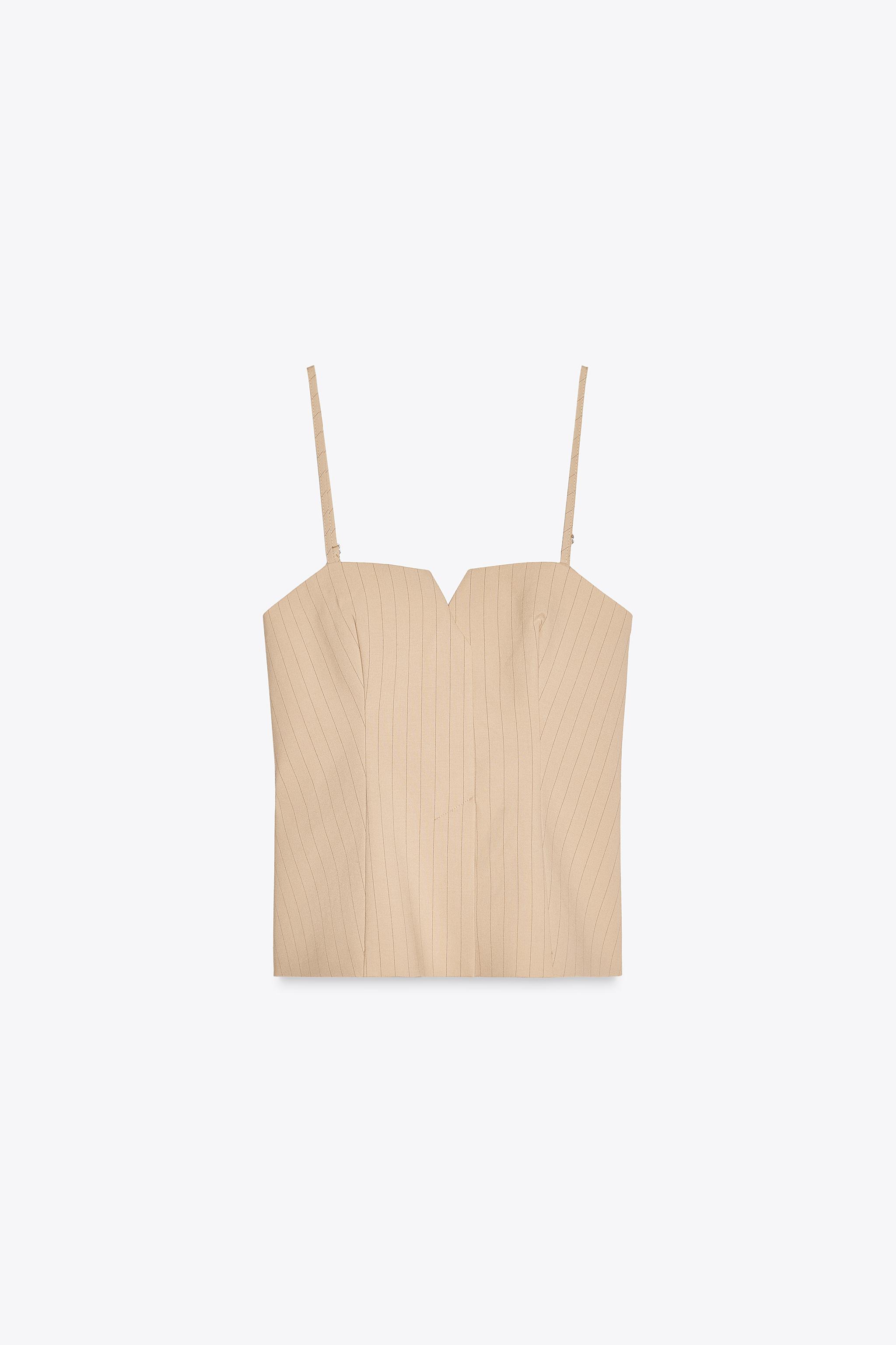 Striped top with pleats