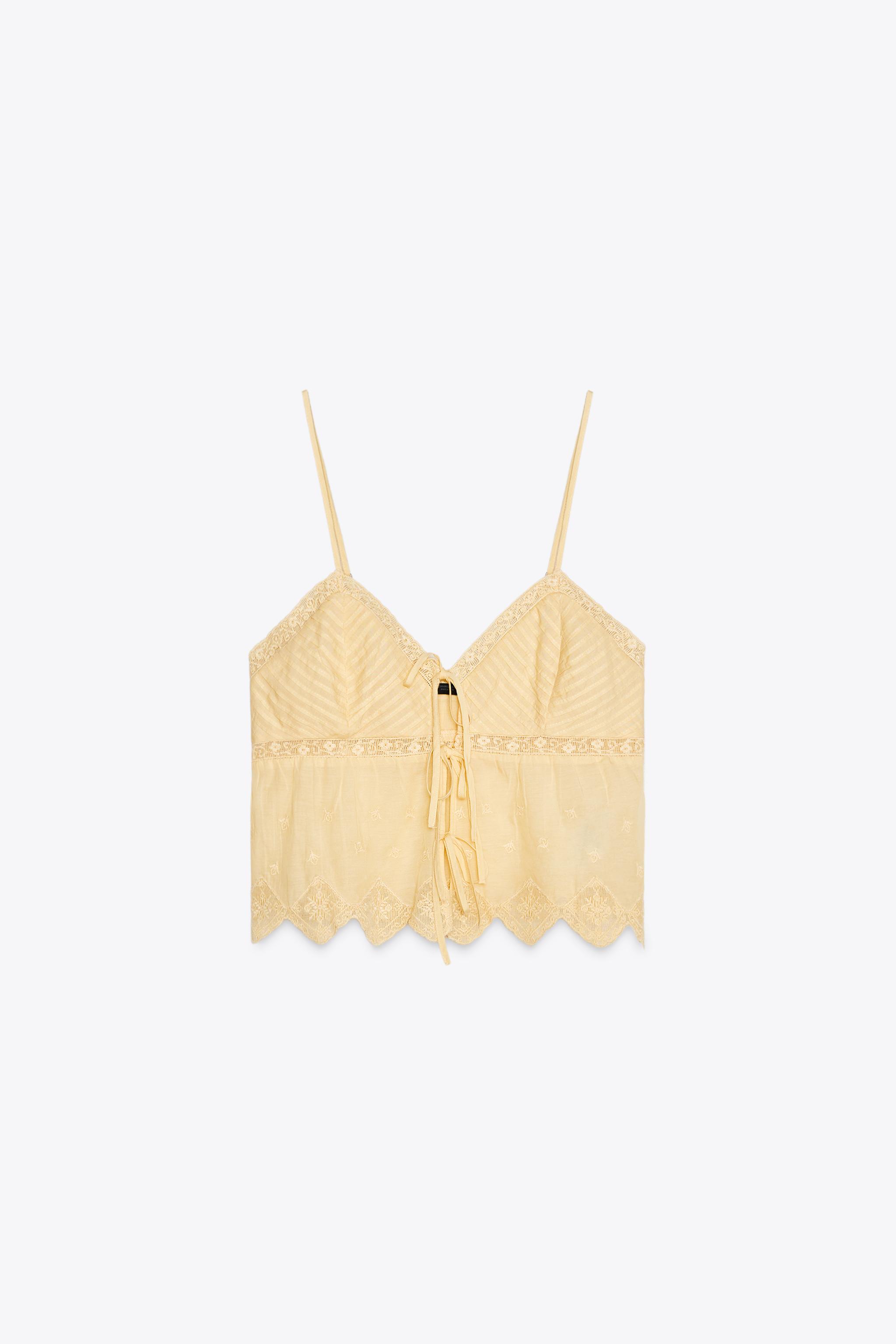 Striped embroidered top