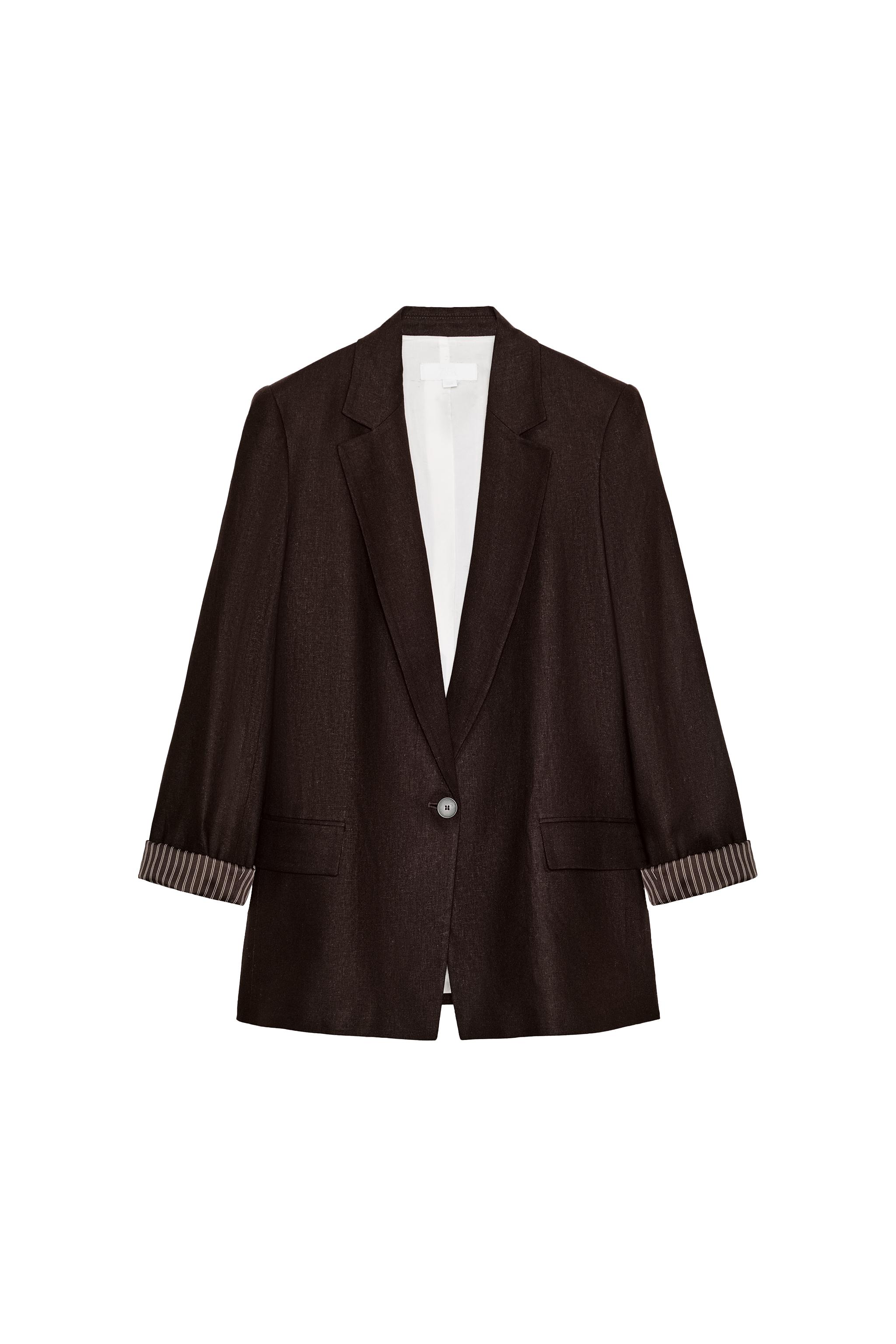 Linen Rolled-Sleeve Blazer