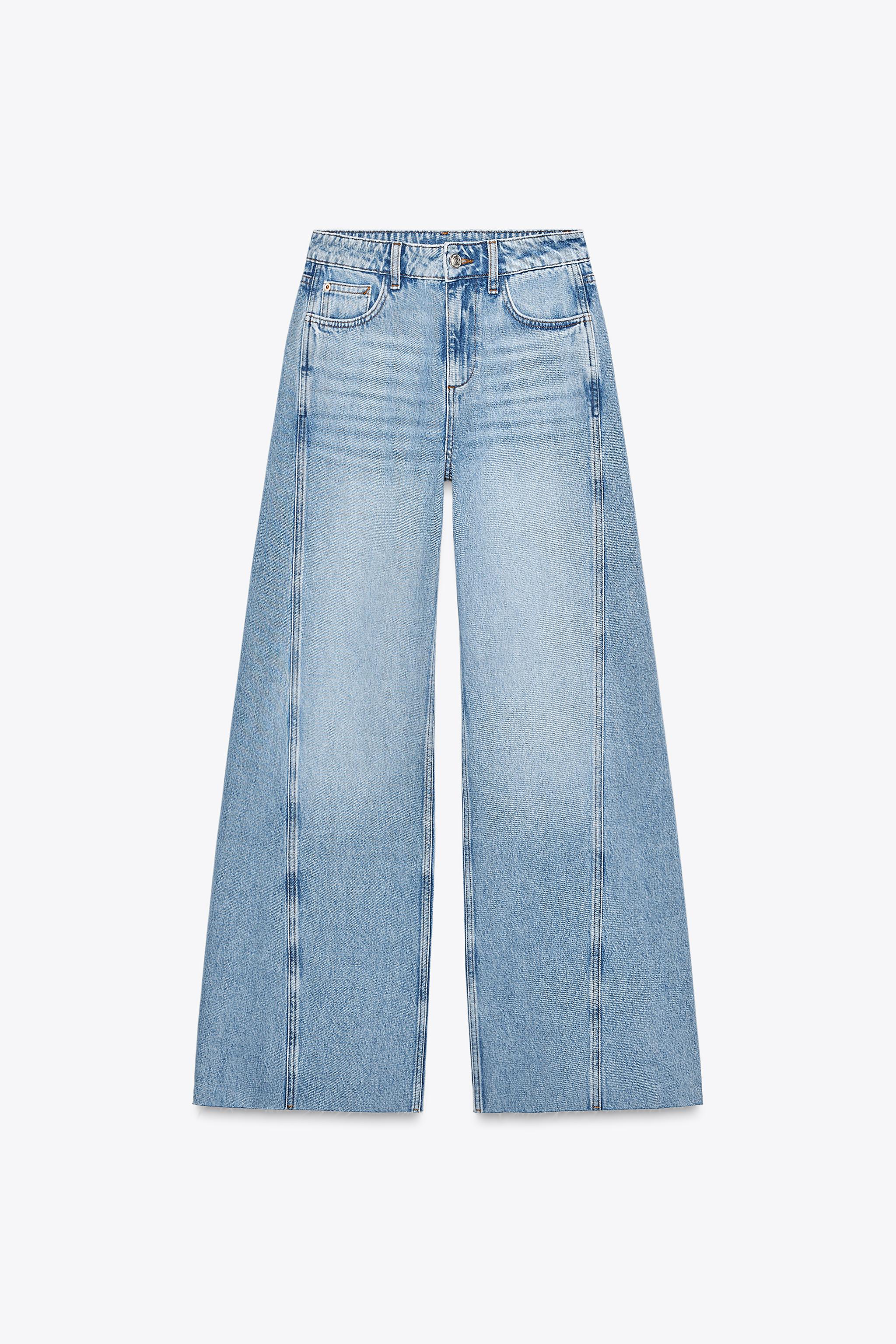 Wide-leg mid-waist jeans