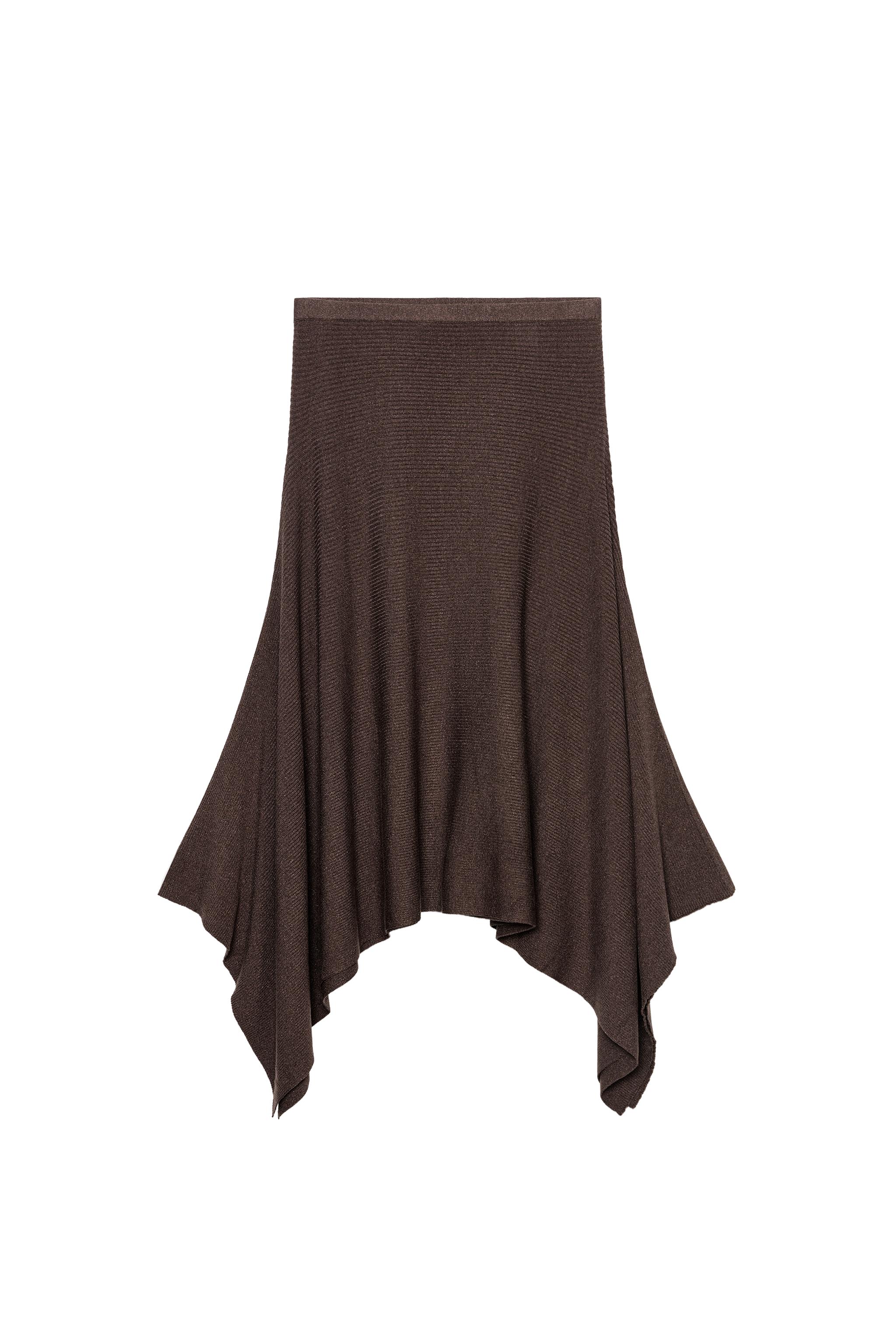 Asymmetric midi knit skirt