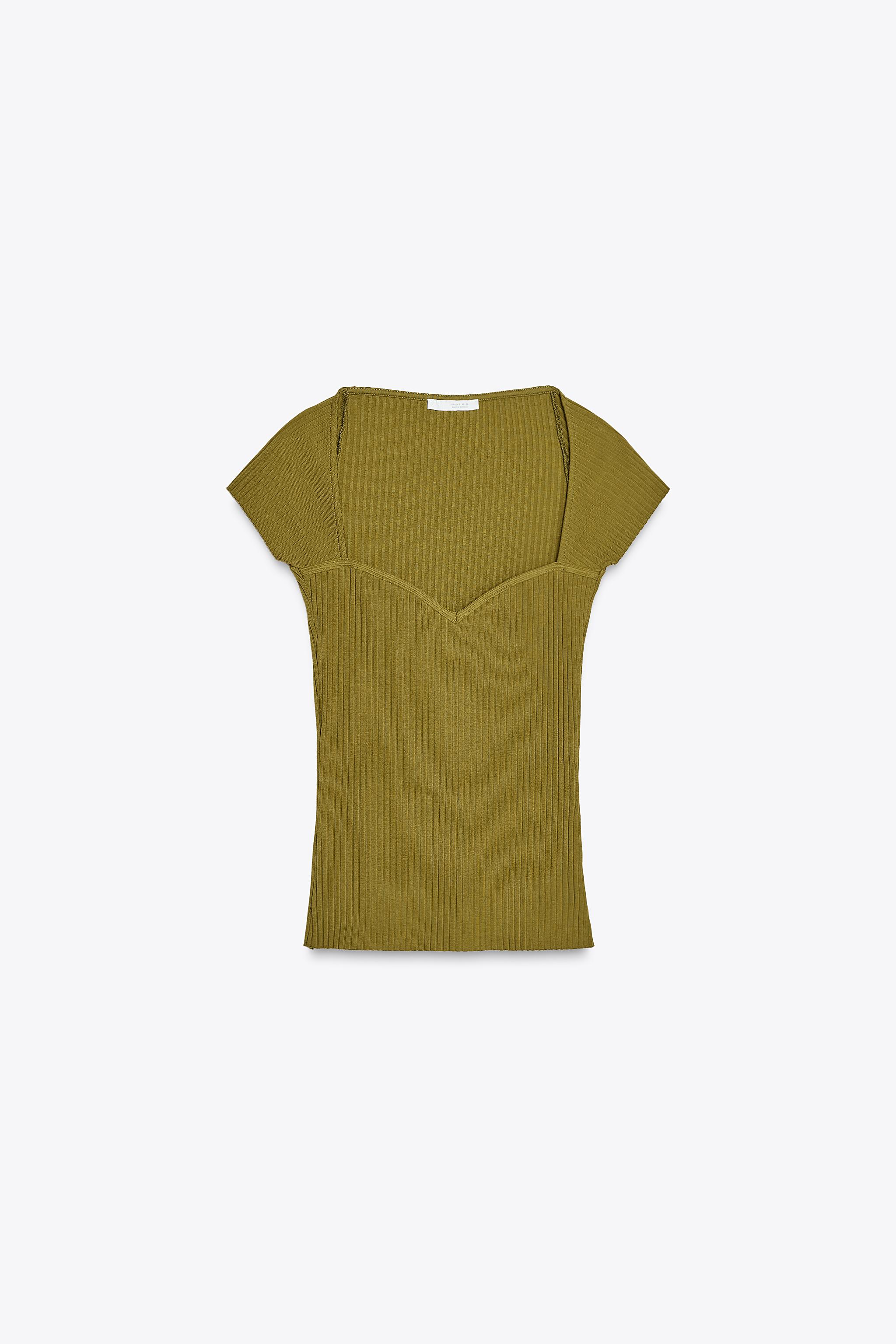 Rib top heart neckline