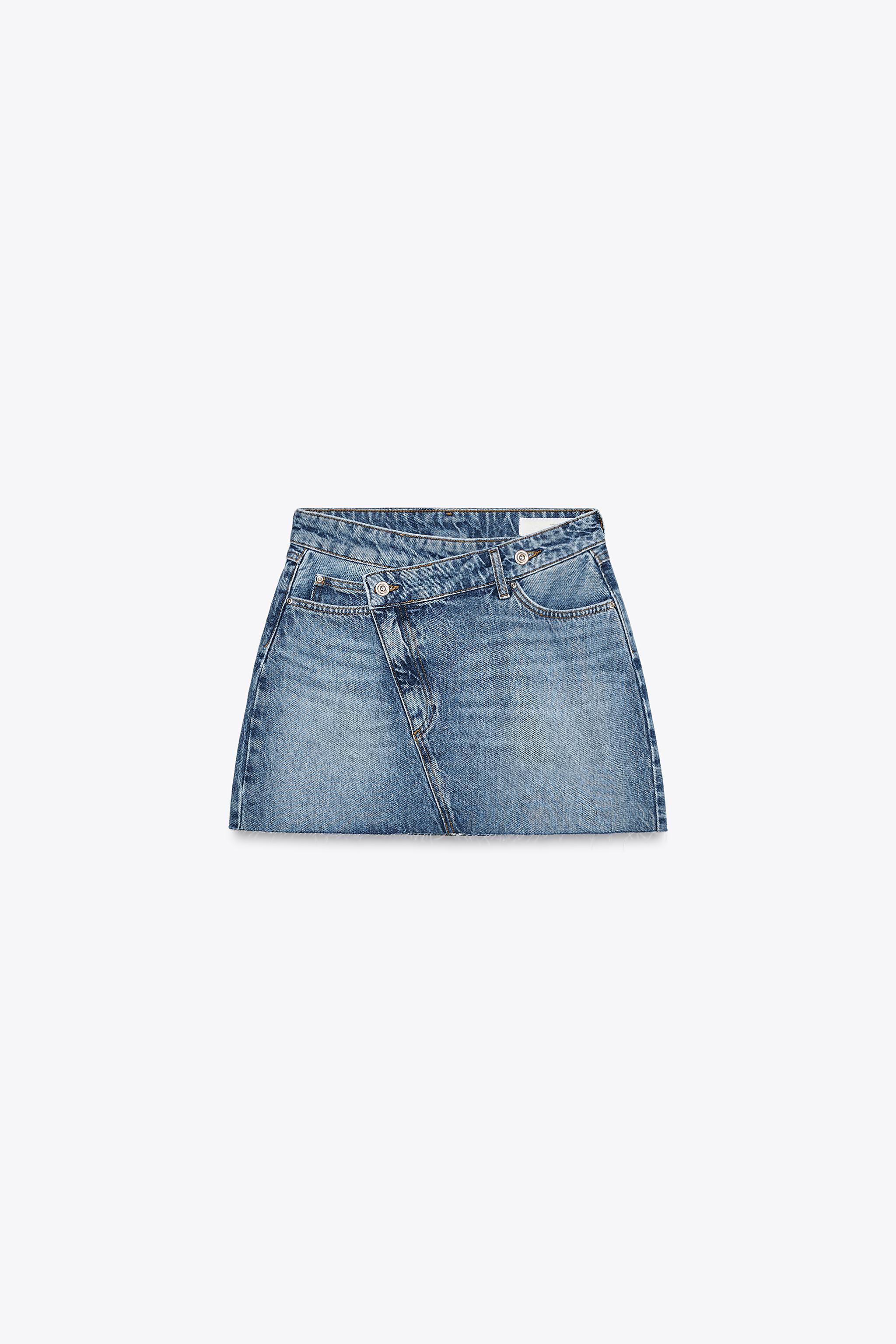 Denim crossover skirt