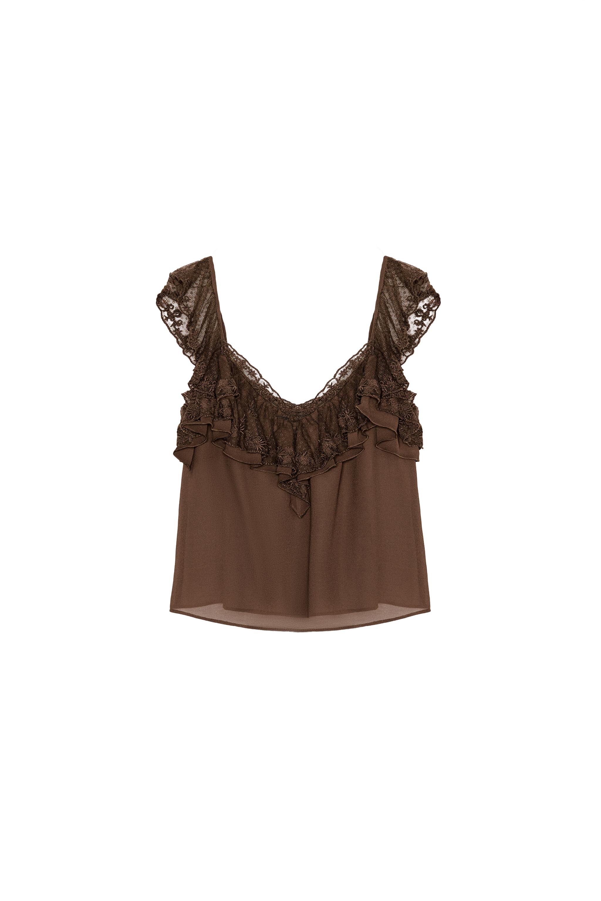 Embroidered Ruffle Top
