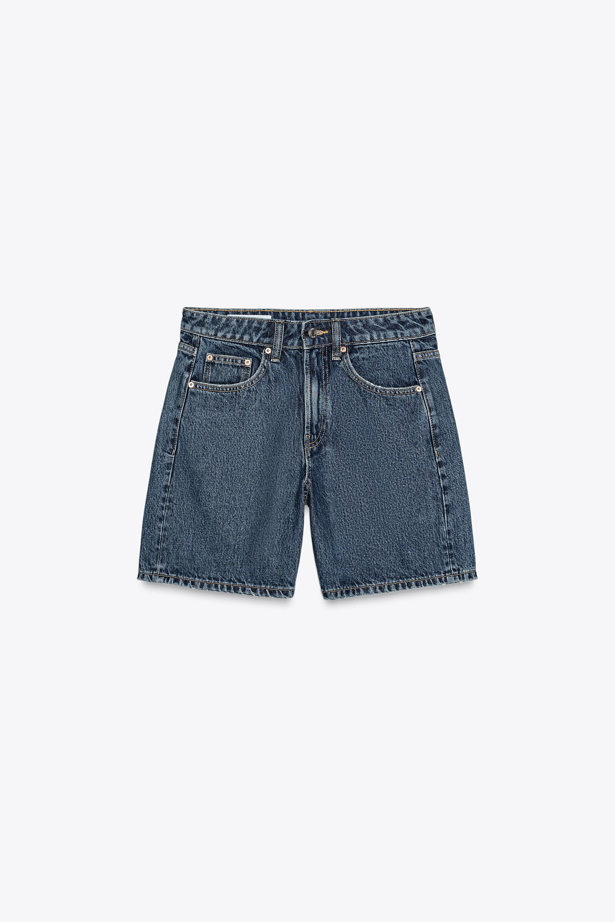 Mid-rise denim shorts