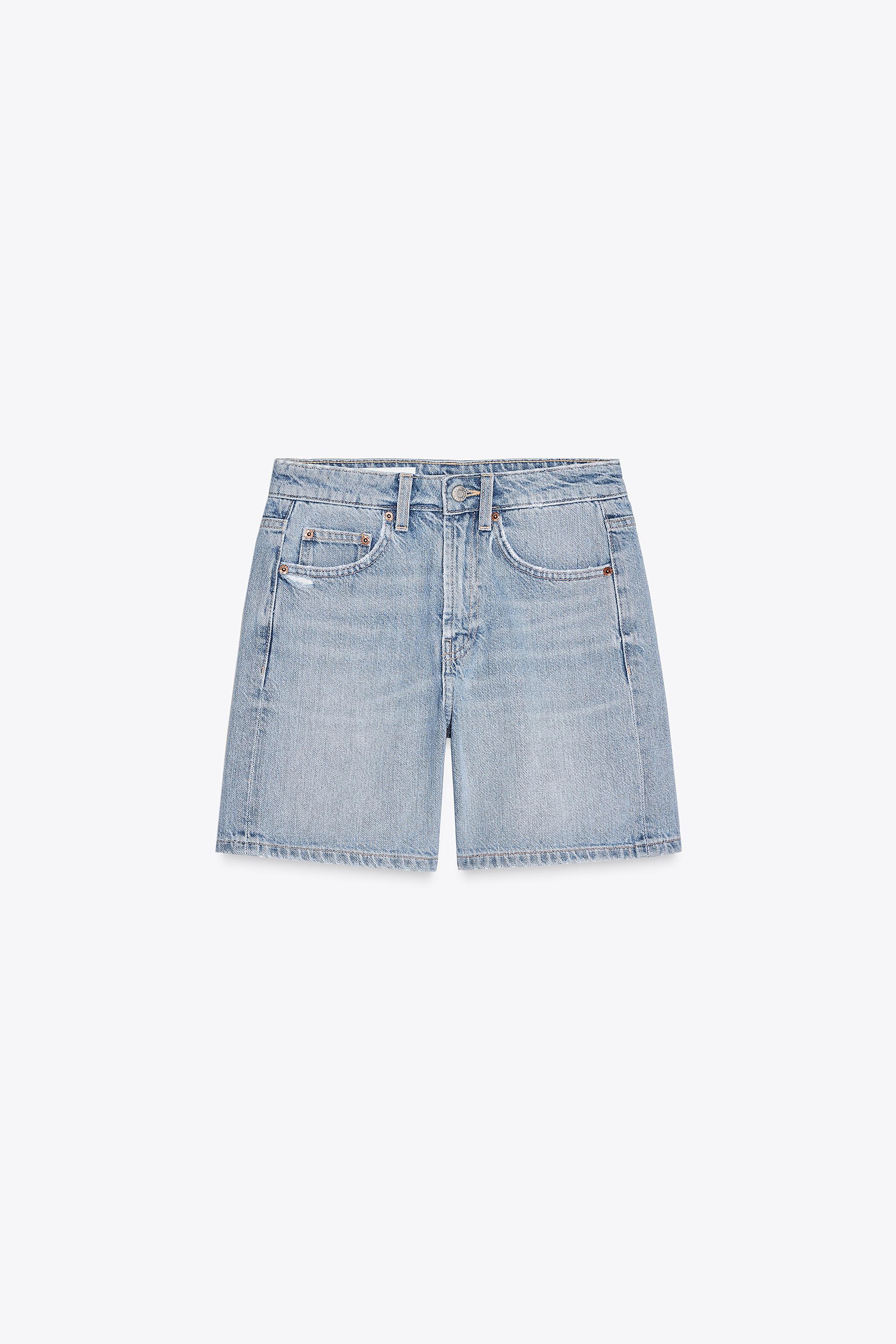 Mid-rise denim shorts