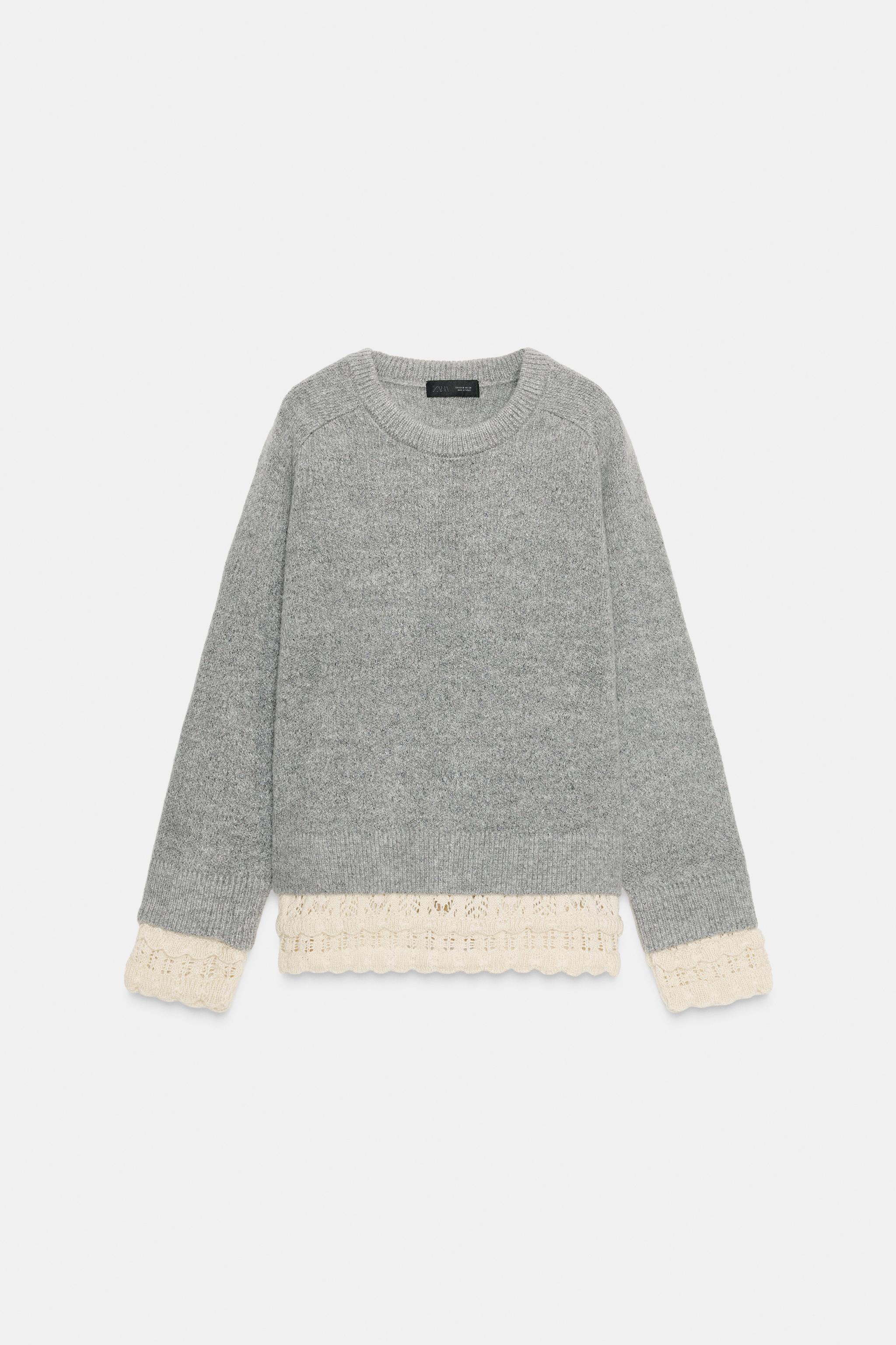 Combined-Knit Sweater