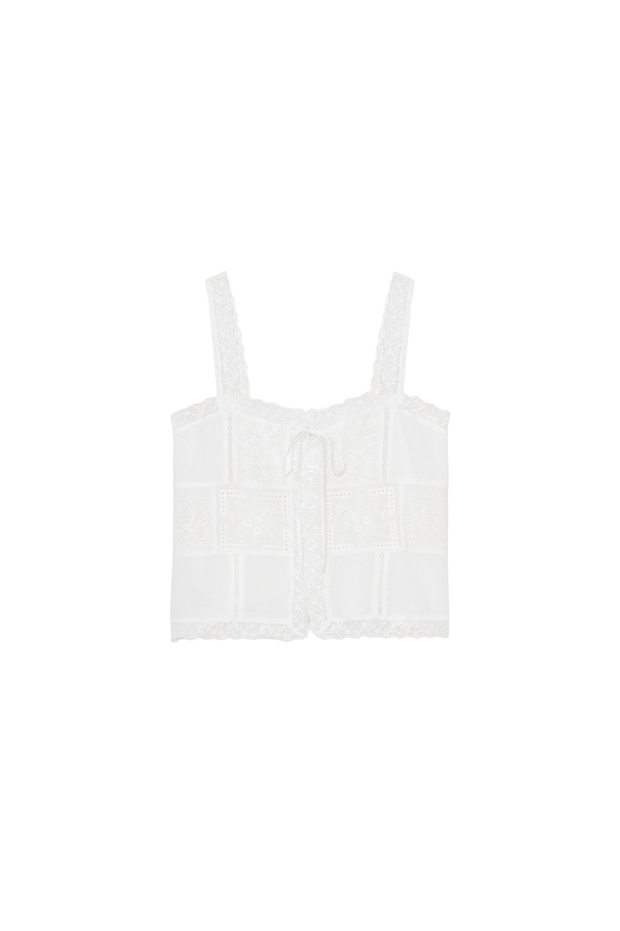 Top embroidered straps