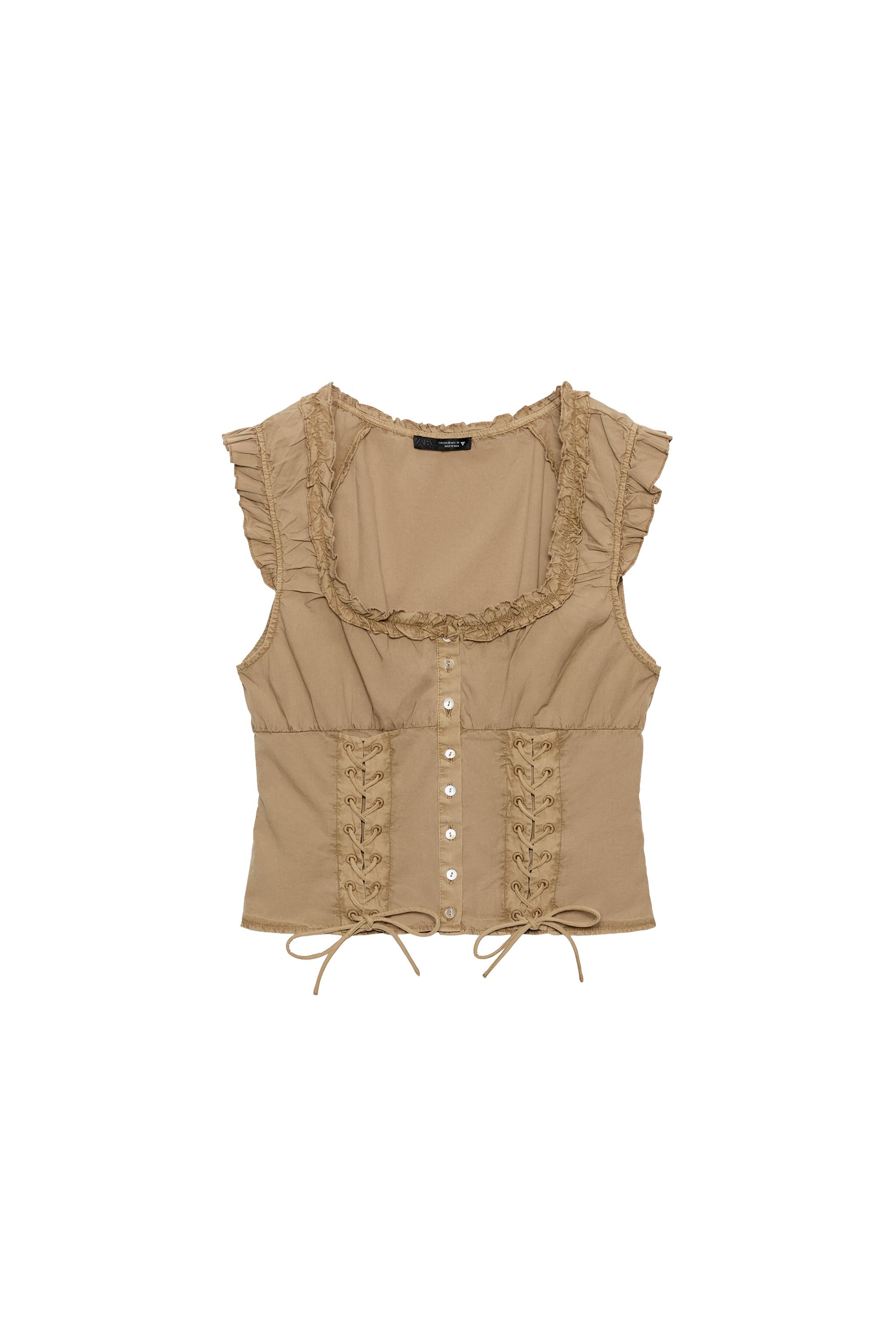 Poplin top, washed effect