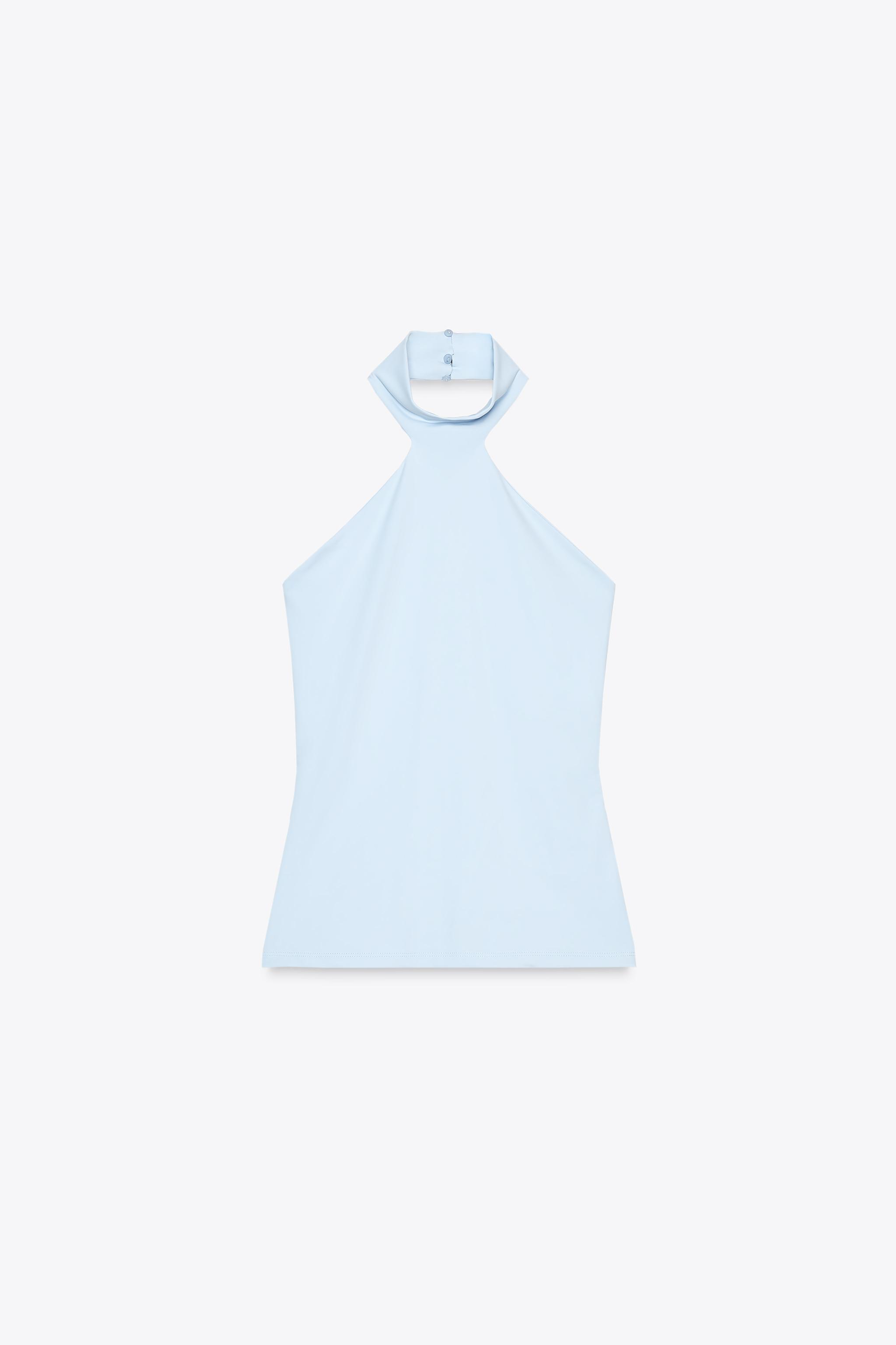 Halterneck polyamide top