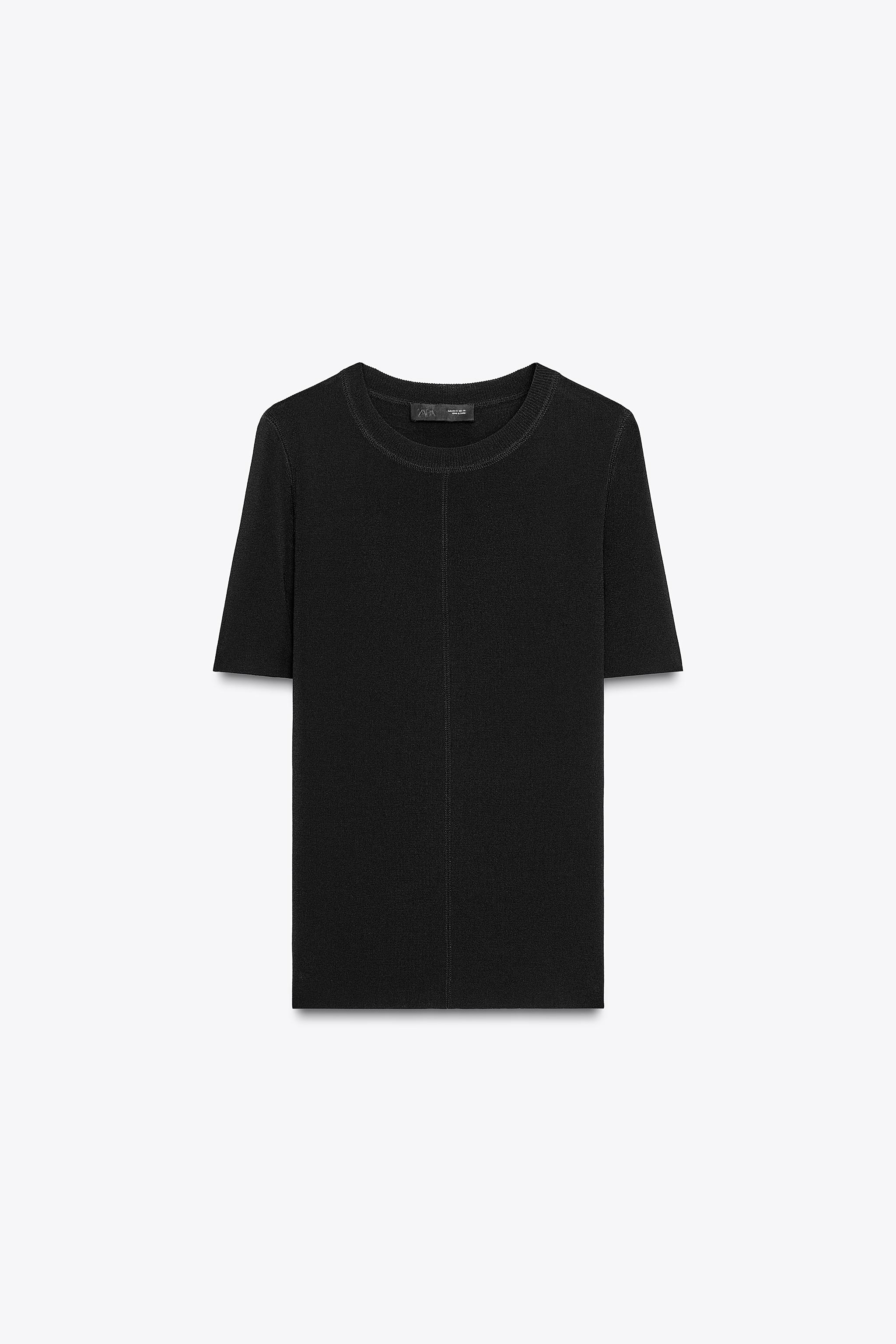 Knit short sleeve top