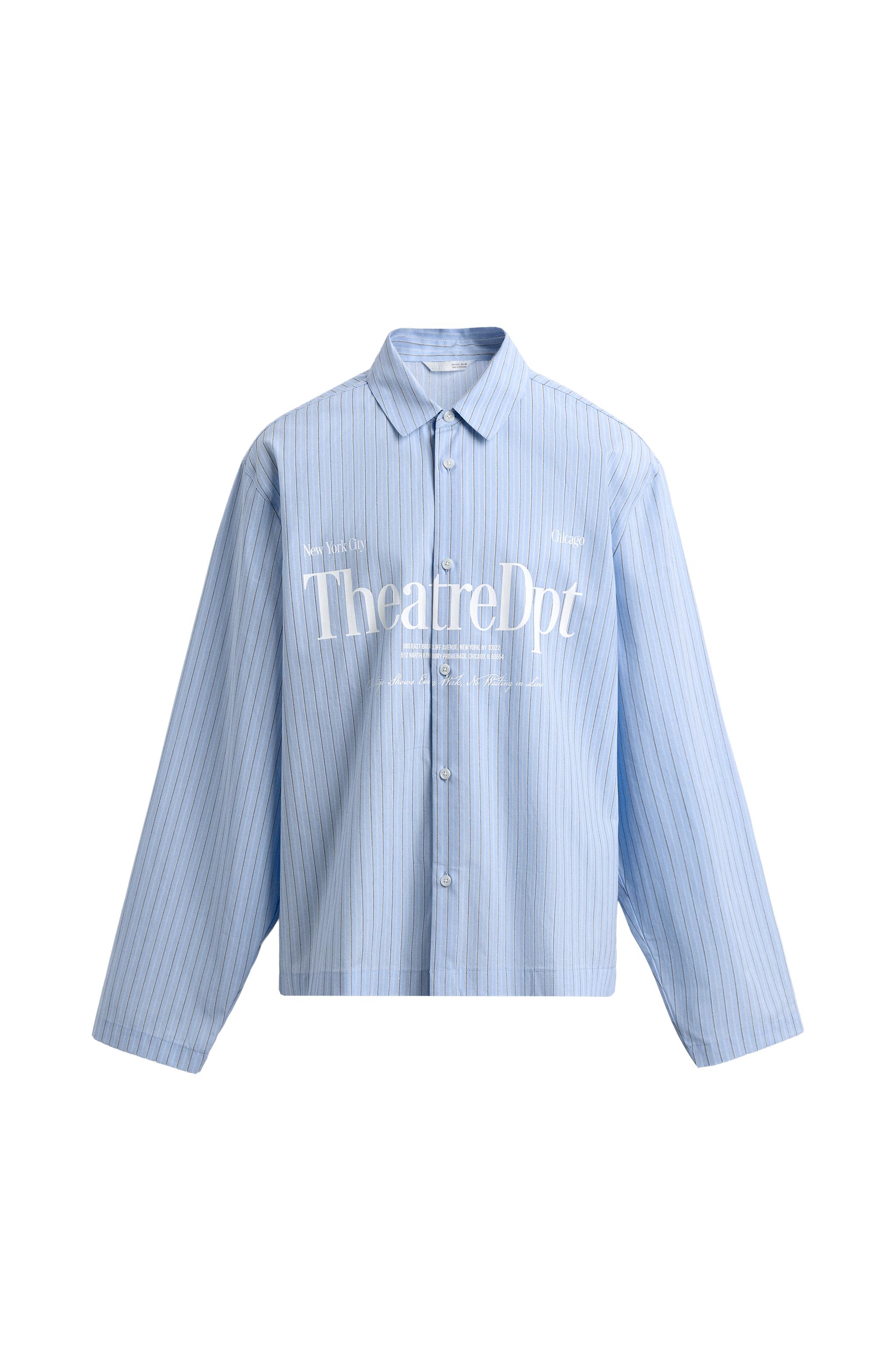 Shirt with text pattern
