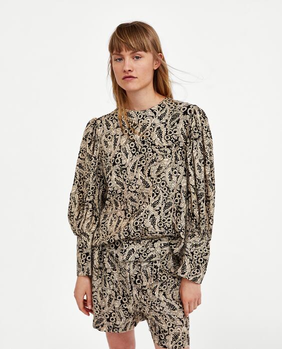 Zara SHIMMERY TOP WITH PUFF SLEEVES at £19.99 | love the brands