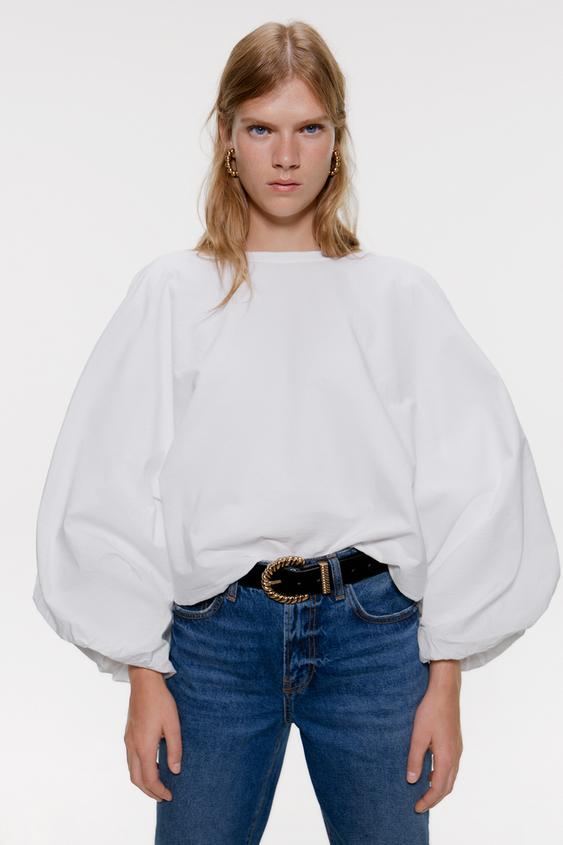 zara balon kollu t shirt 00858632 i2019