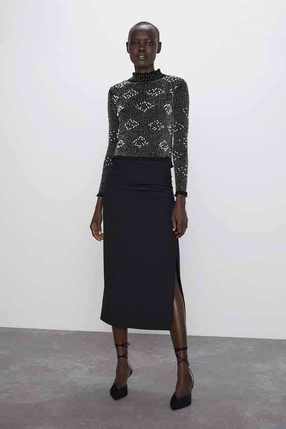 BEADED KNIT SWEATER ZARA Australia