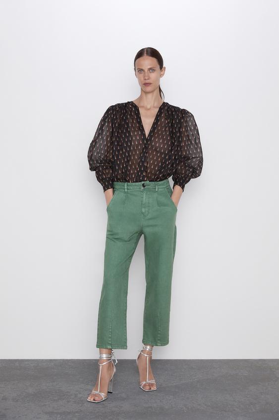 Zara PRINTED BODYSUIT WITH BALLOON SLEEVES 0 Zara PRINTED BODYSUIT WITH BALLOON SLEEVES 1