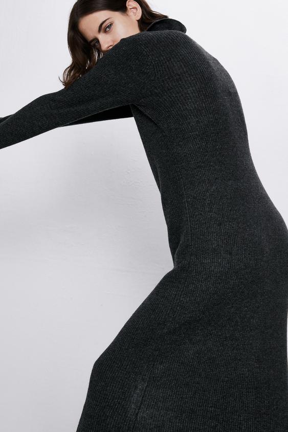 Zara RIBBED KNIT DRESS 05507114I2019