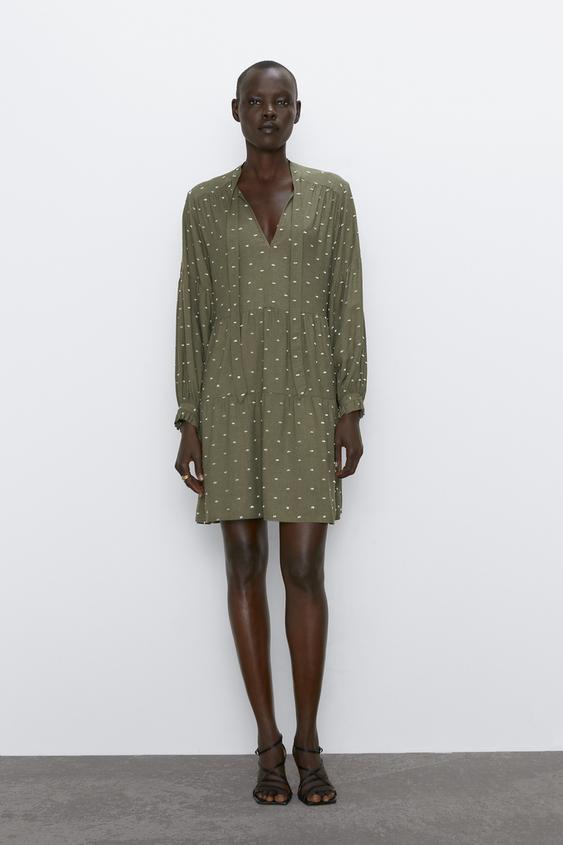 zara dotted mesh mini dress