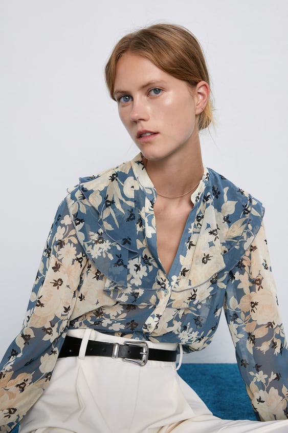 Zara FLORAL PRINT BLOUSE WITH RUFFLES - 07924135-I2019