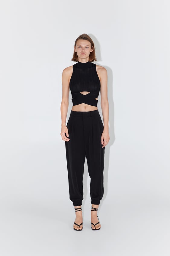 Zara LOOSE-FITTING DARTED TROUSERS - 08119048-I2019