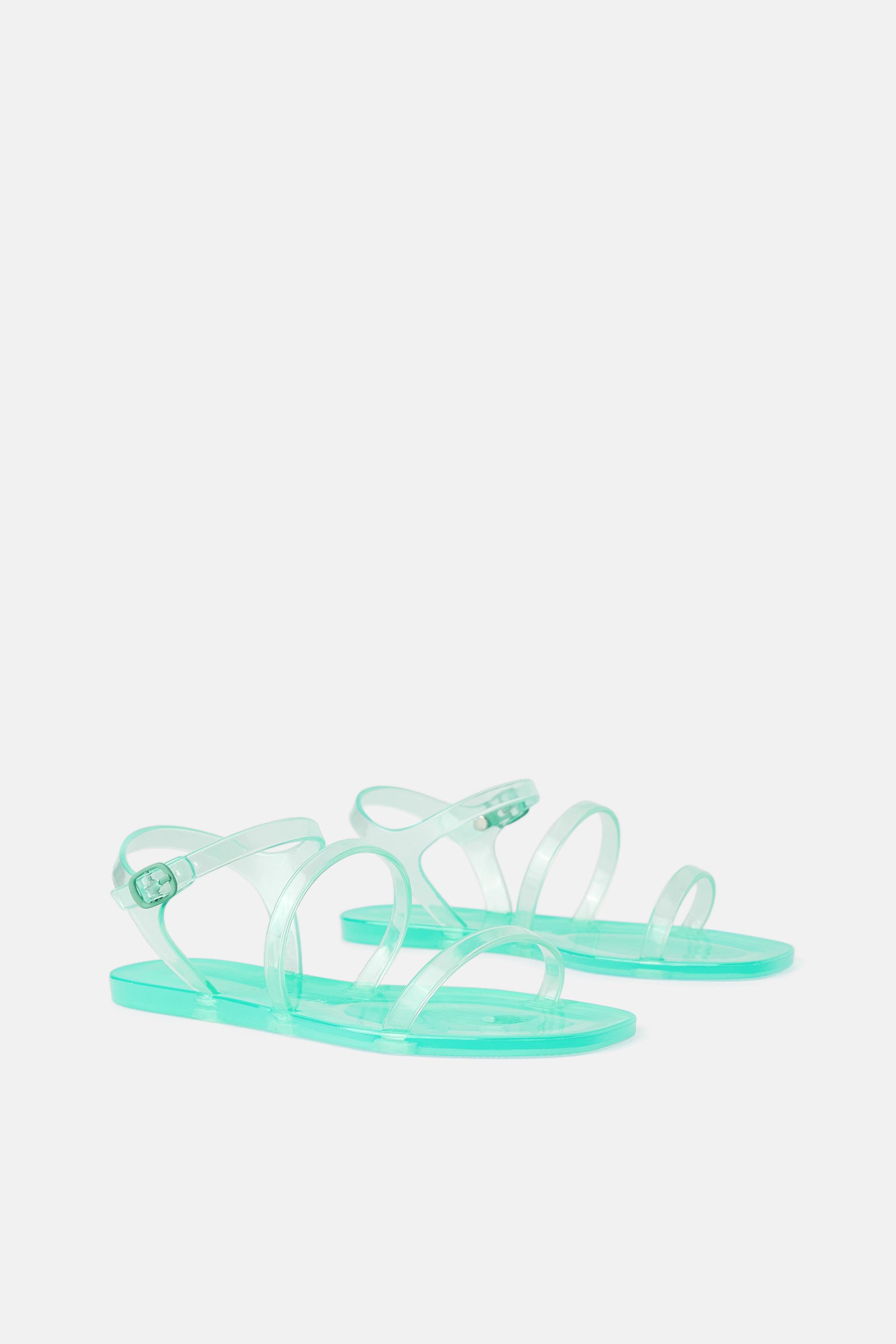 Zara COLORED FLAT RUBBER SANDALS