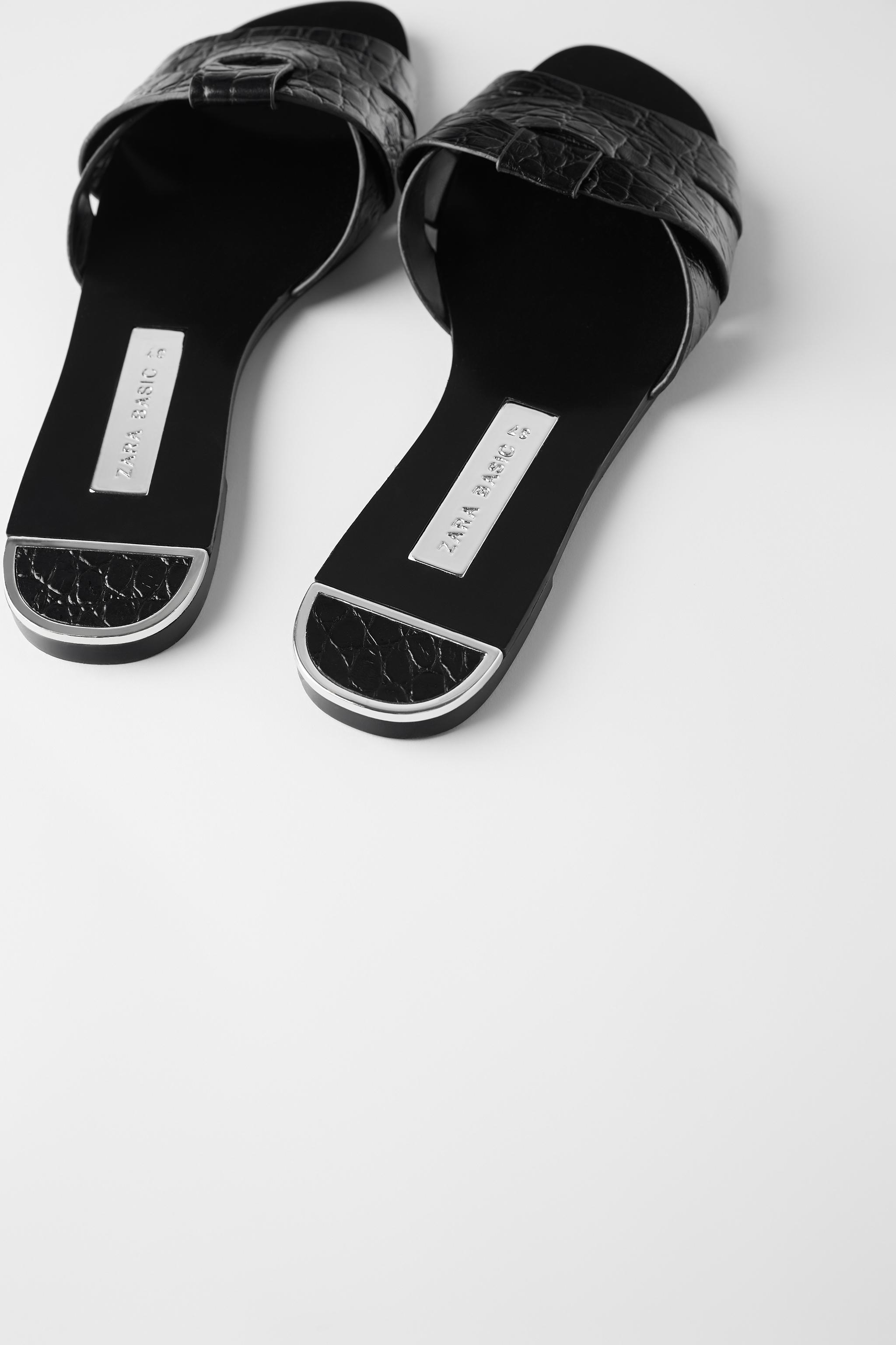 Zara LEATHER CROSSOVER SANDALS