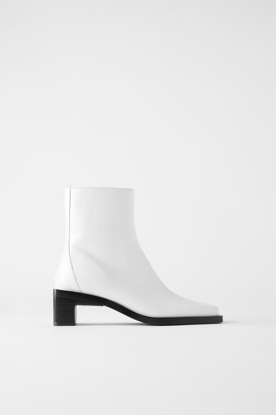 kare burun yuksek topuklu deri bilekte bot