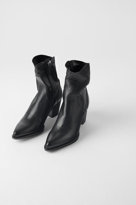 Modalite Net Zara Leather Heeled Cowboy Ankle Boots