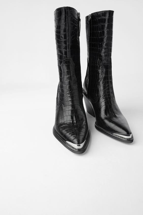 topuklu metal seritli deri kovboy bilekte bot