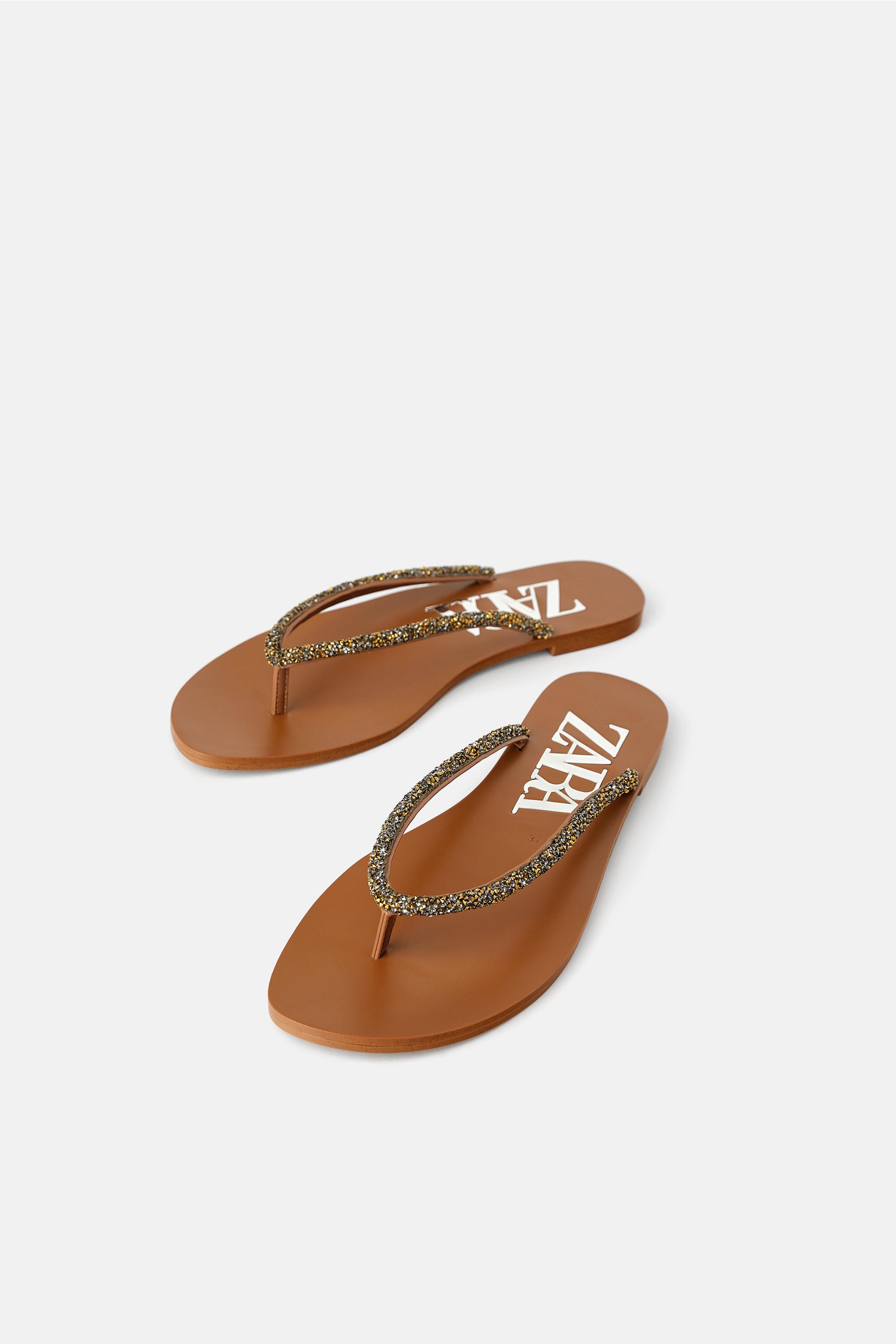 Zara FLAT SANDALS WITH BEADED STRAPS
