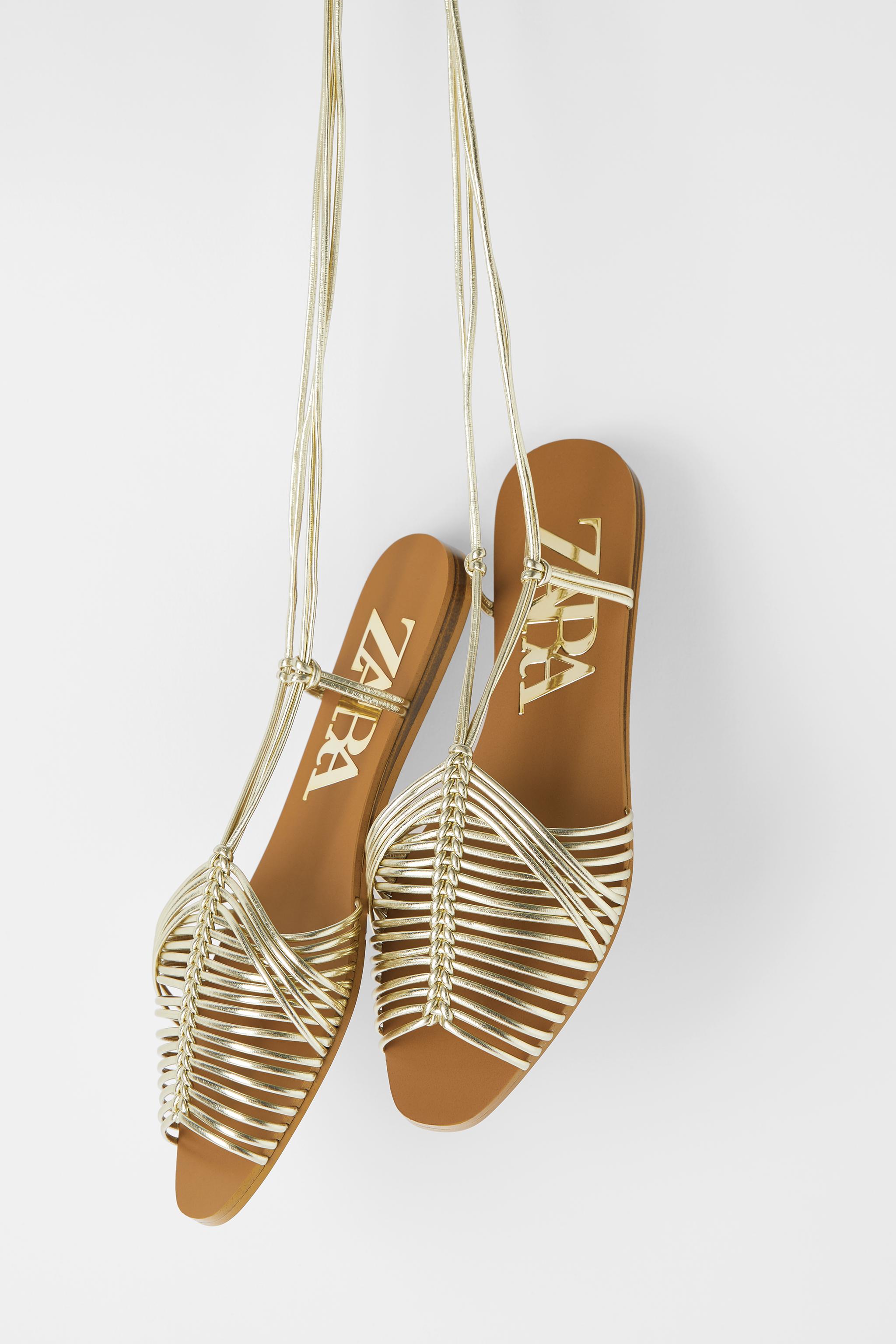 Zara FLAT MULTI-STRAP CAGE SANDALS WITH TUBE STRAPS