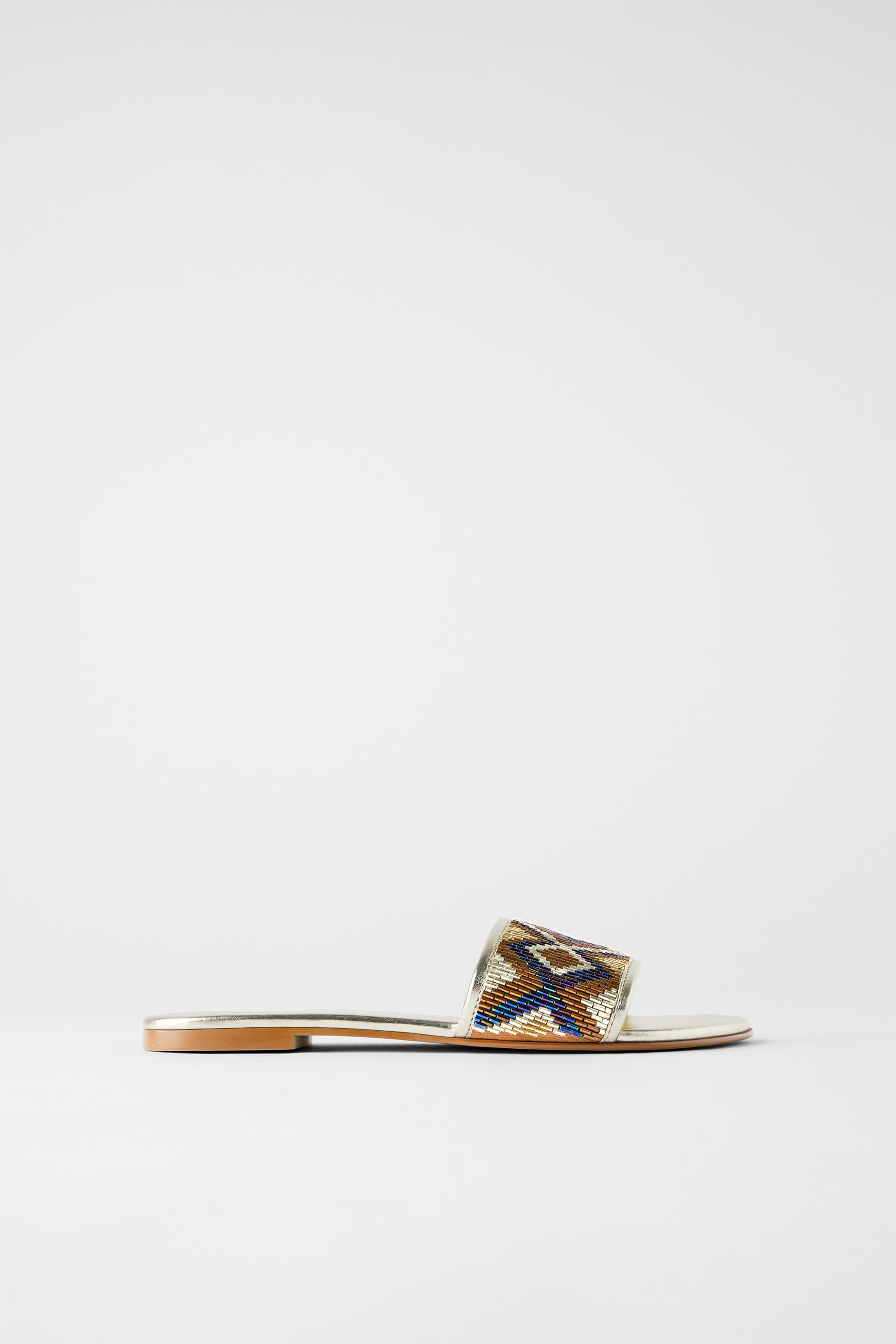 Zara FLAT BEADED SANDAL
