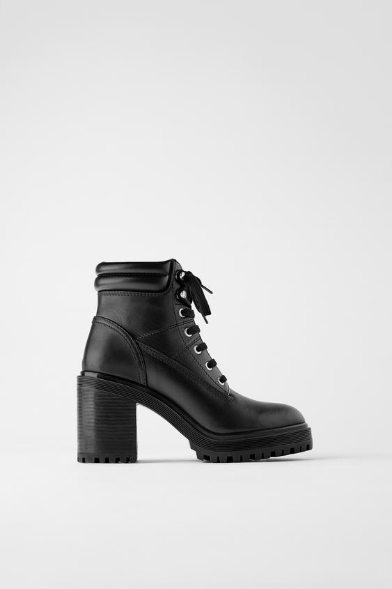 bagcikli deri onu acik topuklu kisa bootie