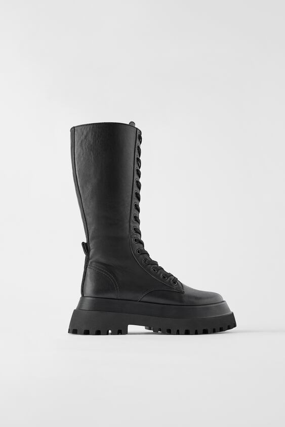 FLAT LEATHER BOOTS WITH TRACK SOLES | ZARA International