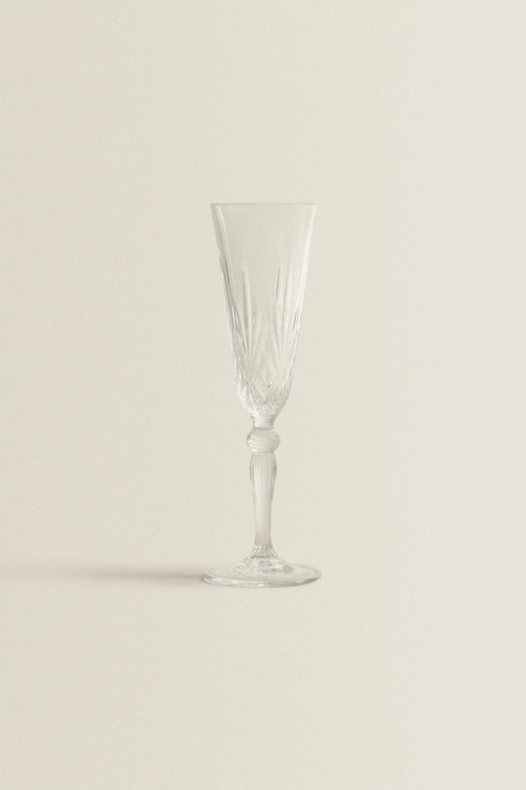 ENGRAVED CRYSTALLINE FLUTE GLASS