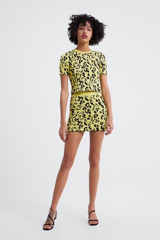 Modalite Net Zara Leopar Desenli Triko Top 02142005 V2019