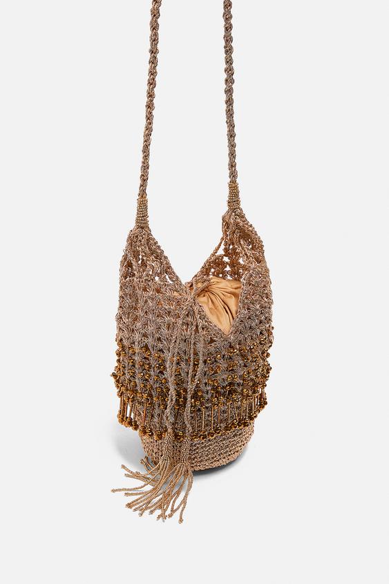 METALLIC THREAD BAG WITH BEADING