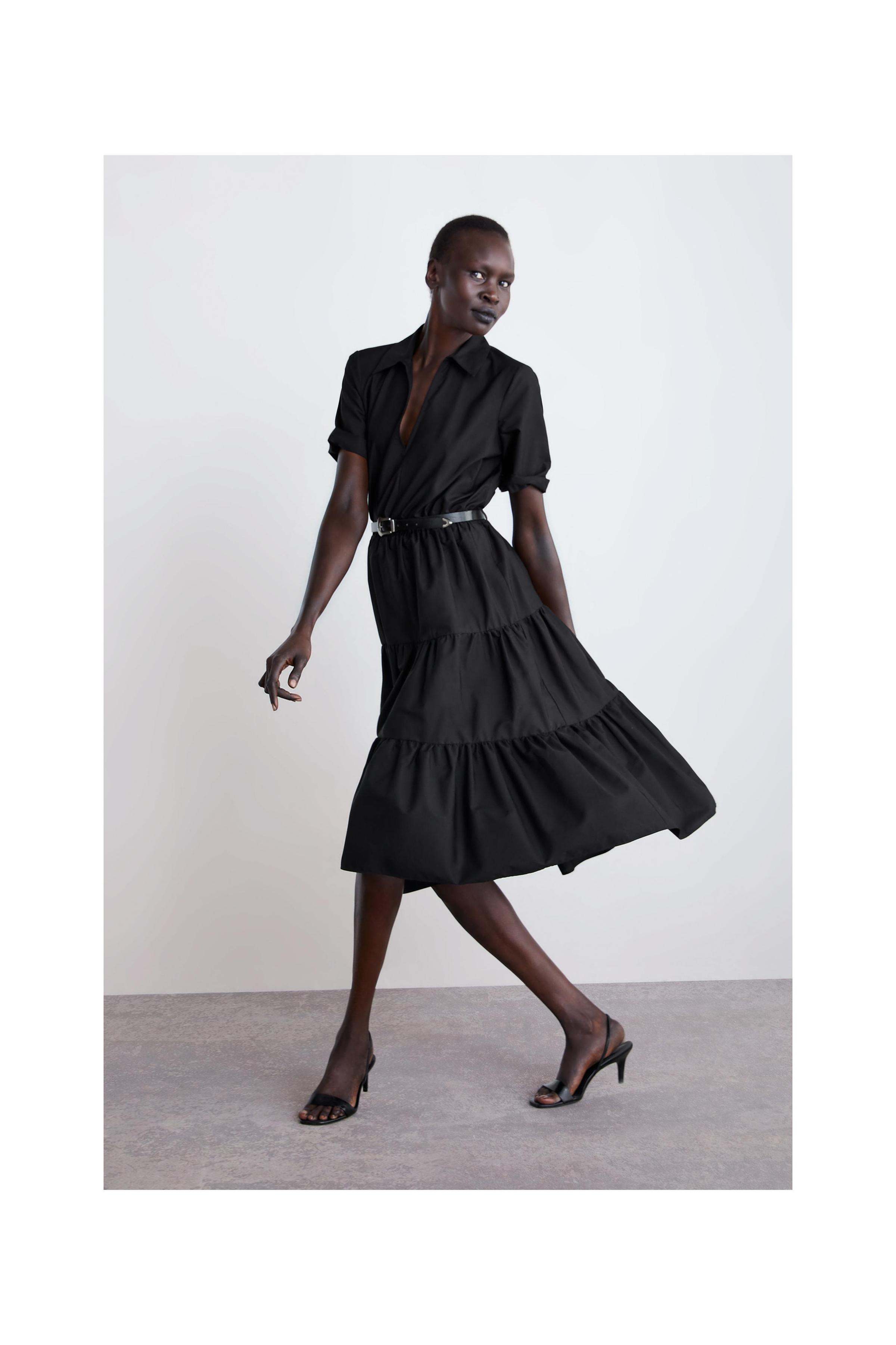 Zara BELTED POPLIN DRESS