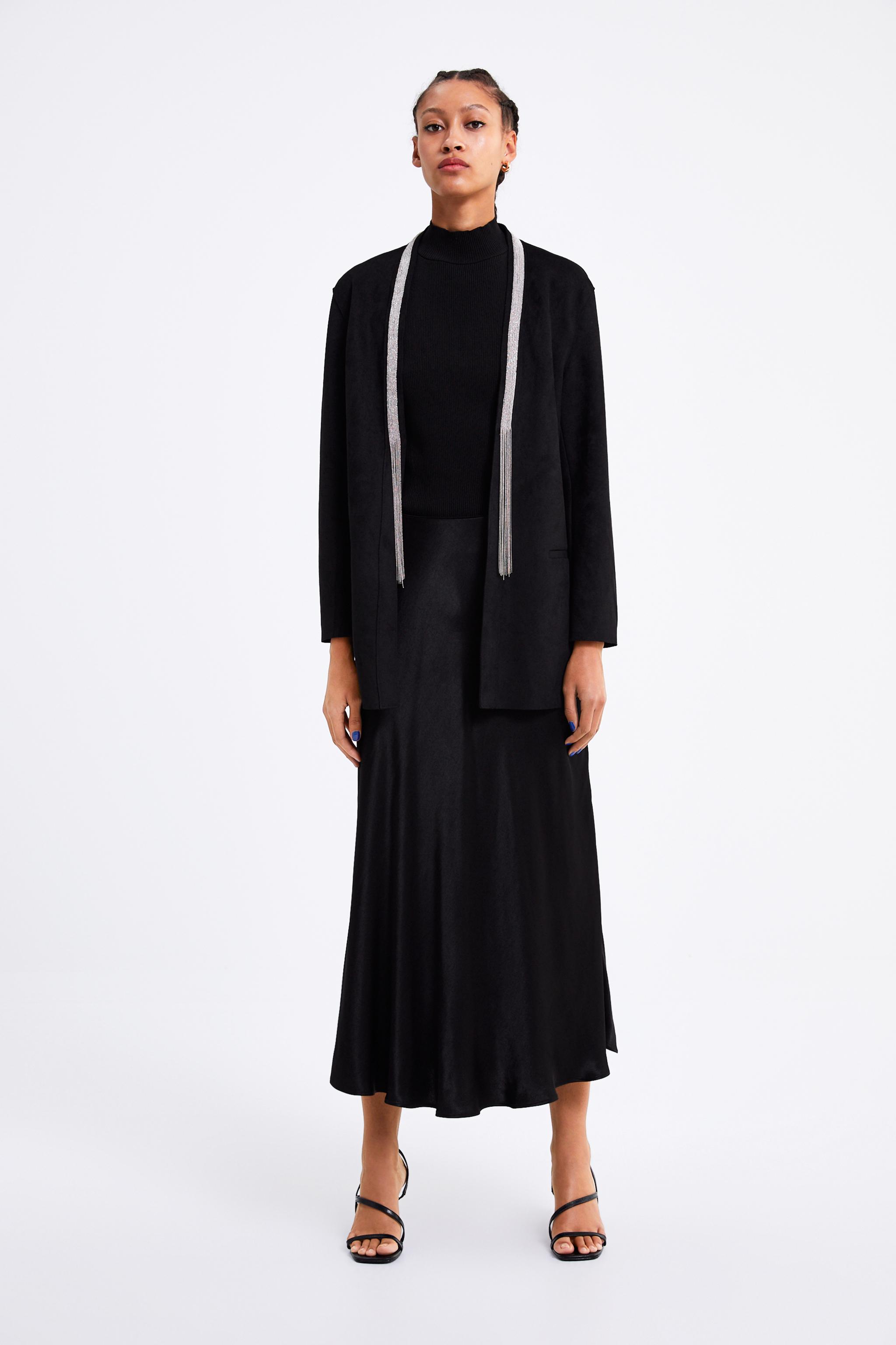 Zara BEADED FAUX SUEDE BLAZER