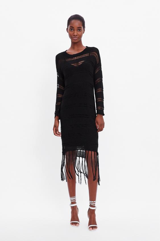 CROCHET DRESS WITH FRINGING ZARA New Zealand CROCHET DRESS WITH FRINGING ZARA New Zealand
