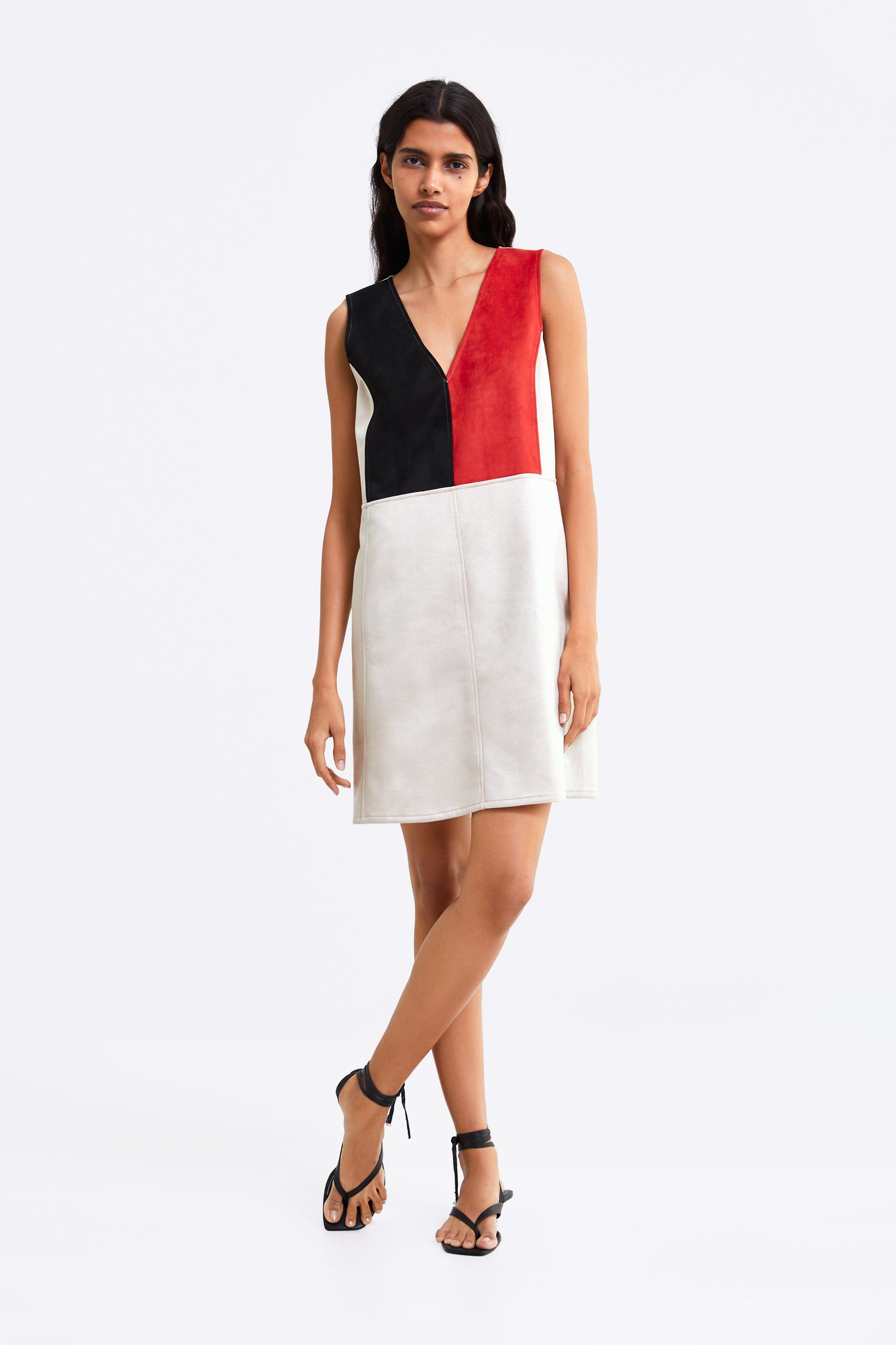 Zara FAUX SUEDE COLORBLOCK DRESS